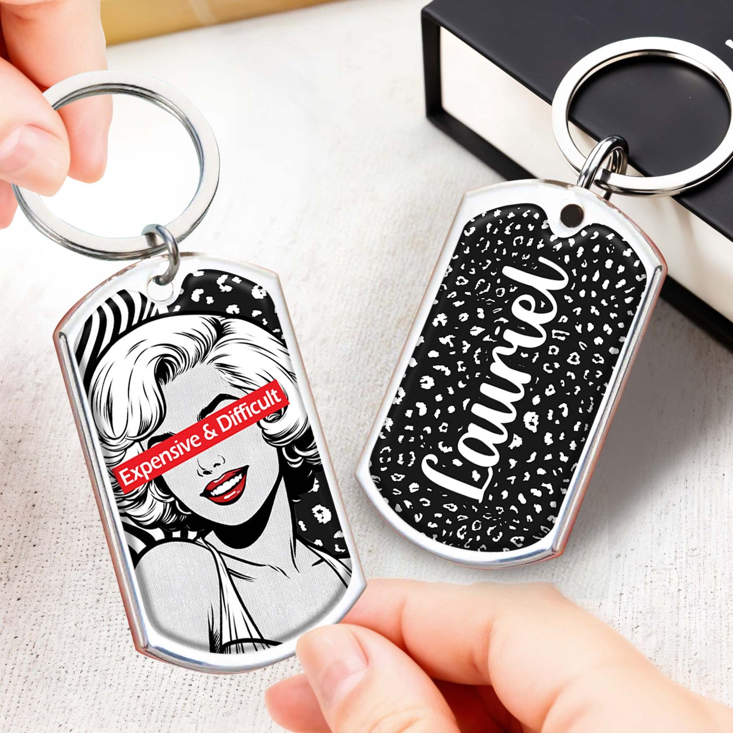 Expensive & Difficult Pop Art Style Woman Keychain