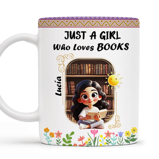 Just A Girl Who Loves Books With Flowers And Happy Sun Design