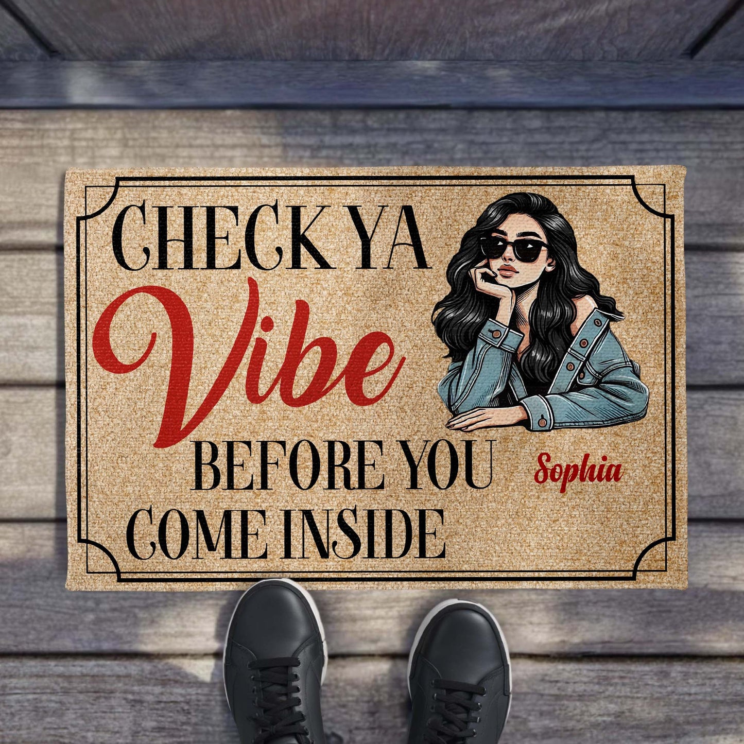 Check Ya Vibe Before You Come Inside, Stylish Woman Doormat