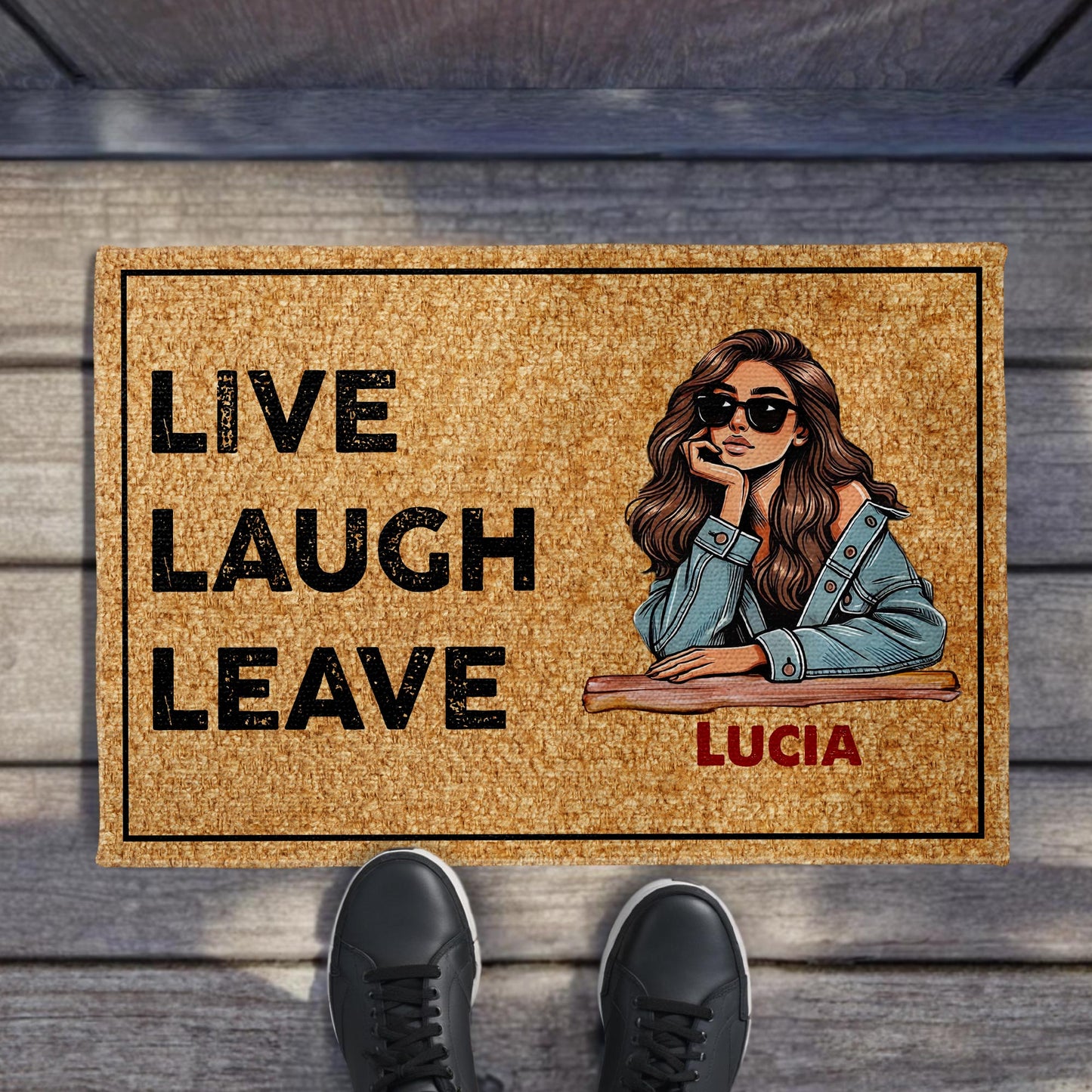 Live Laugh Leave With Stylish Woman Design