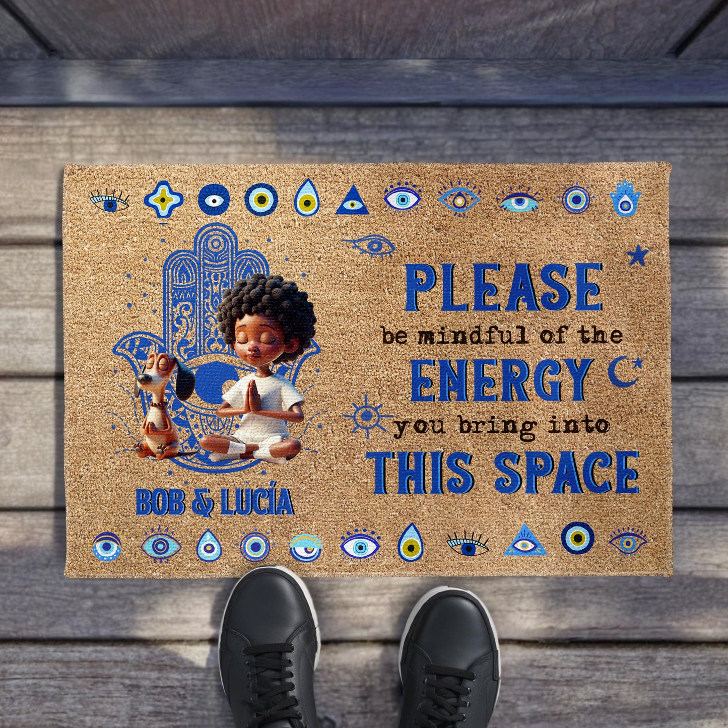 Mindful Energy Space With Meditating Child And Evil Eye