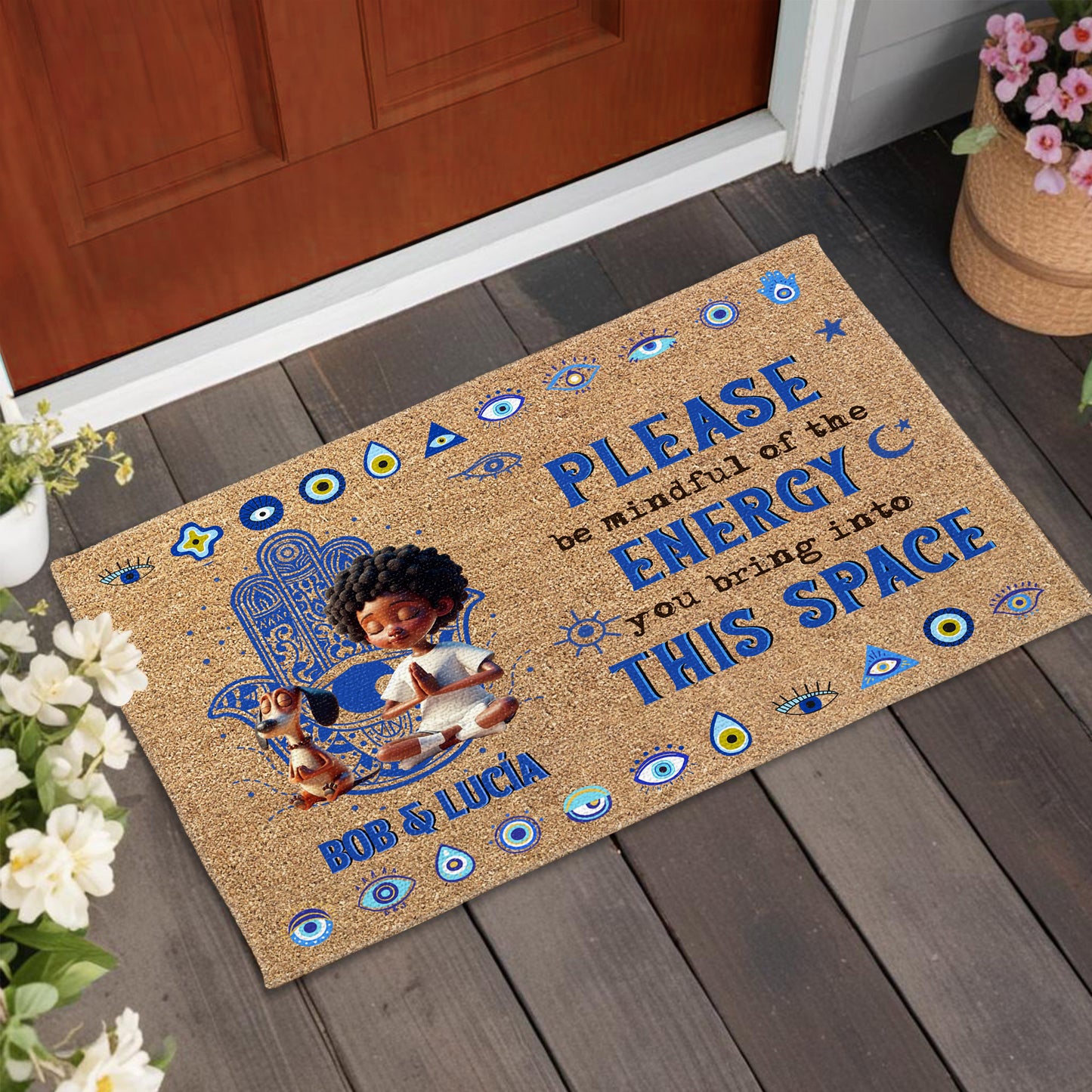 Mindful Energy Space With Meditating Child And Evil Eye