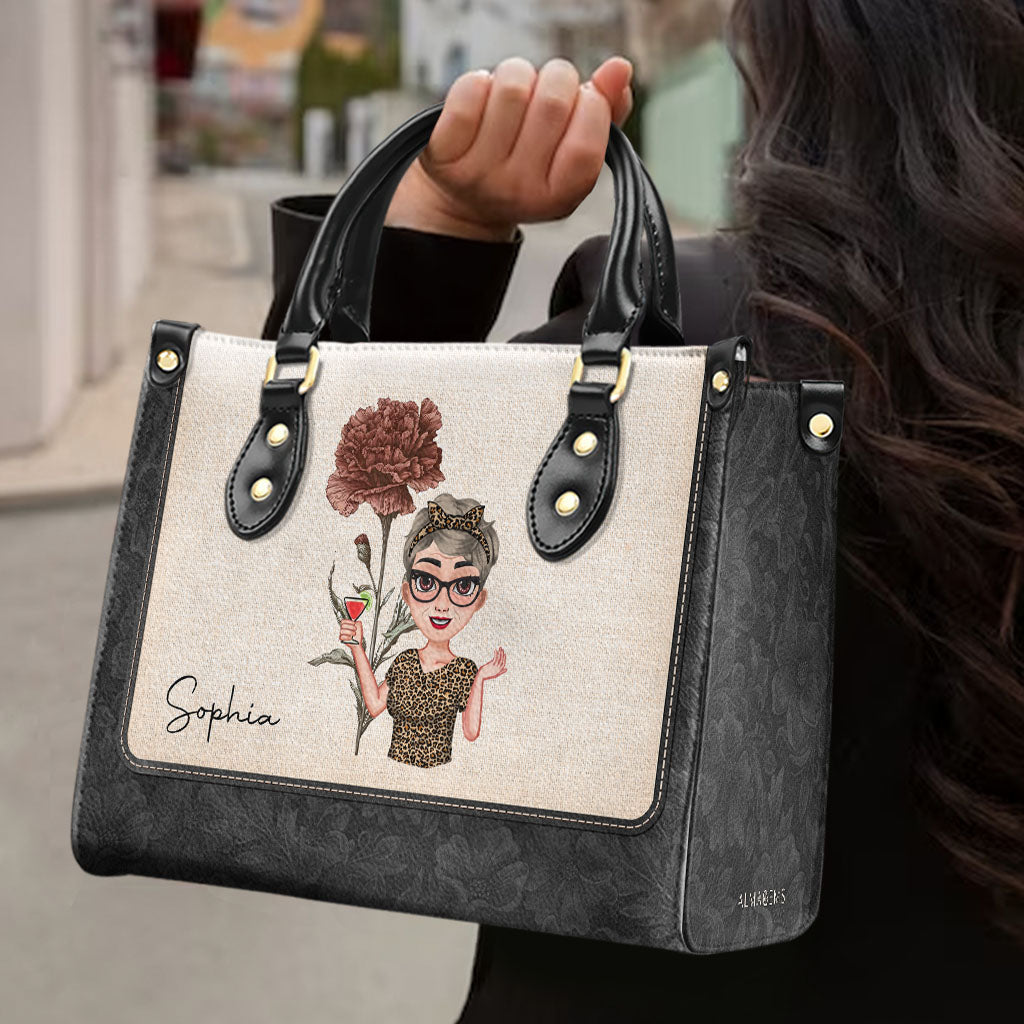 Embrace Your Unique Style With Fashionable Woman And Flower - Personalized Custom Leather Handbag - DTG023_HB