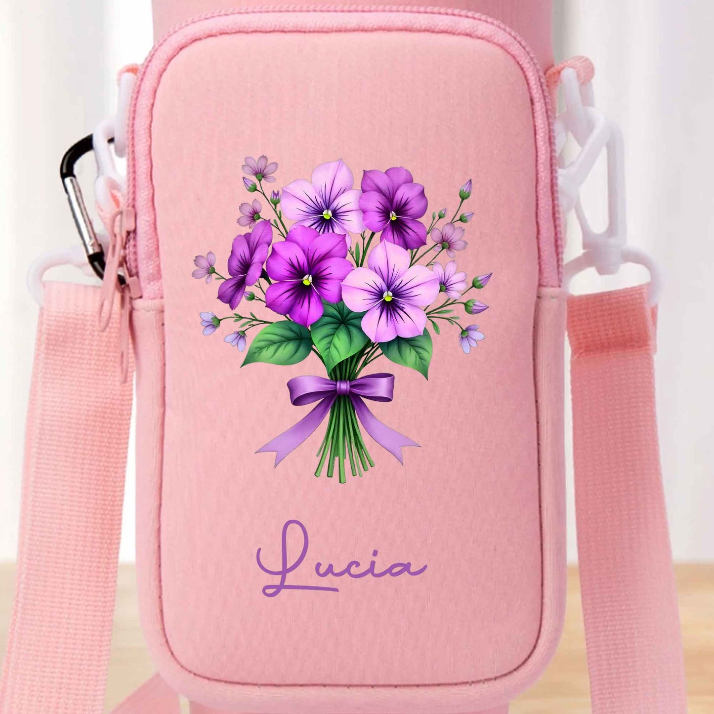 Sac porte-bouteille personnalisable à motif floral - Sac porte-bouteille personnalisé - DTG026_BCB