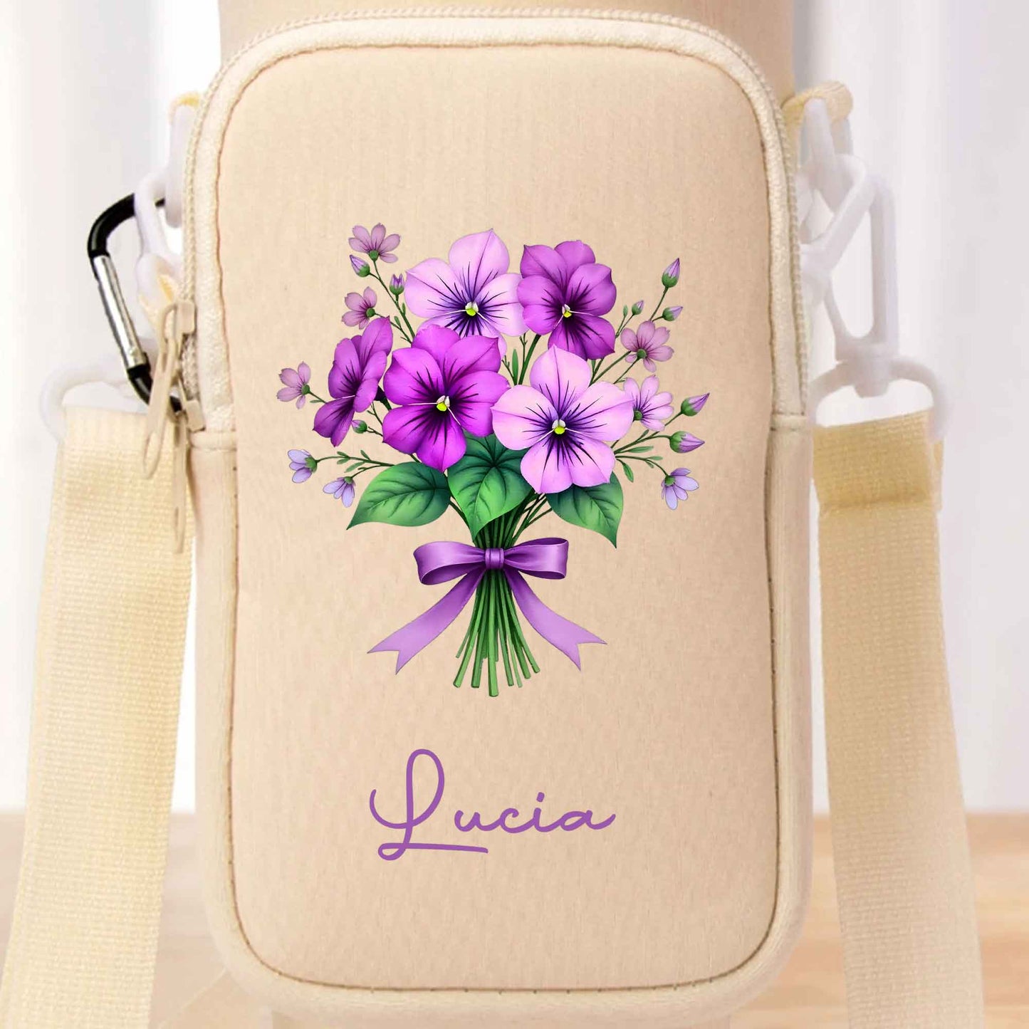 Sac porte-bouteille personnalisable à motif floral - Sac porte-bouteille personnalisé - DTG026_BCB