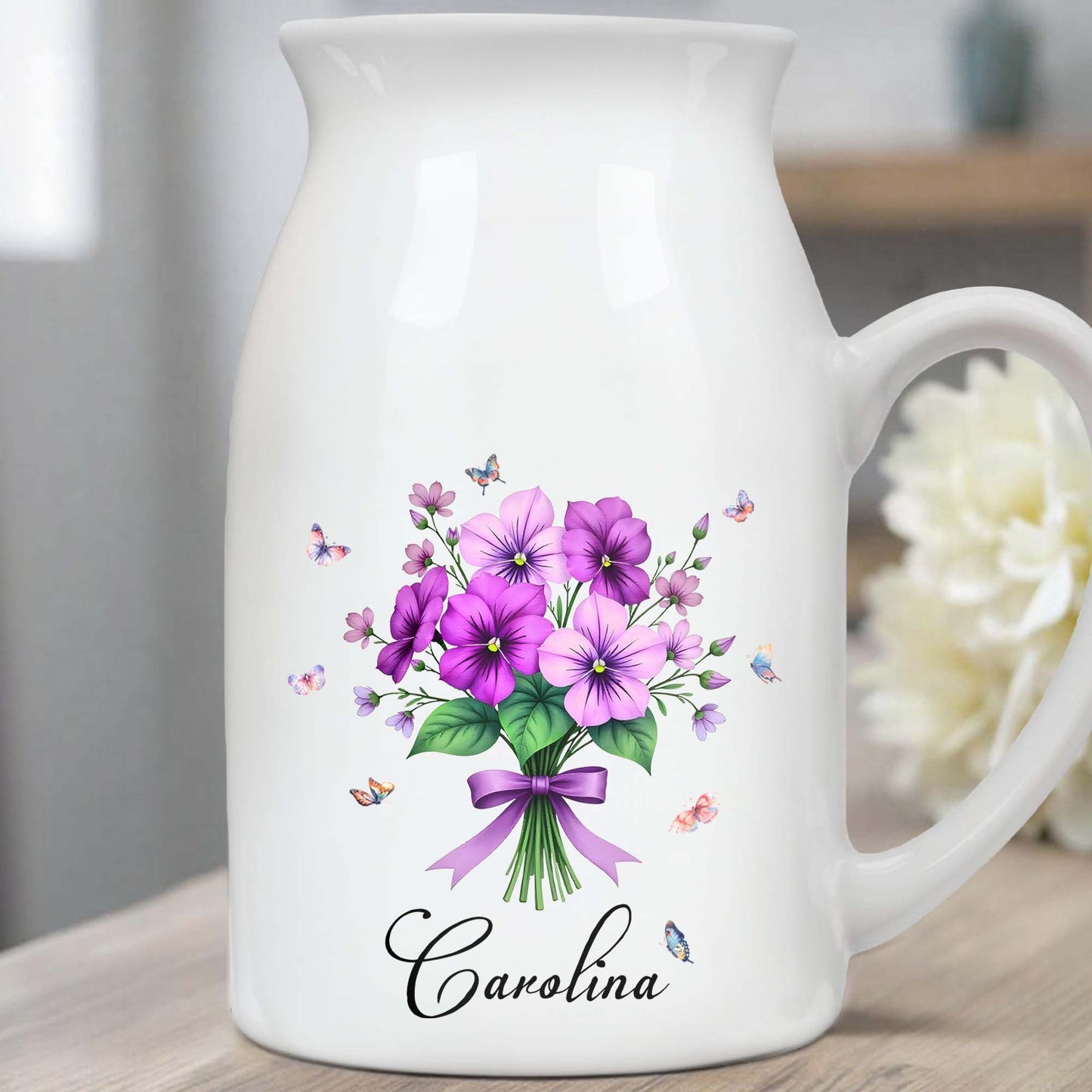 Create a Beautiful Centerpiece With This Ceramic Flower Vase, Flowers and Butterflies