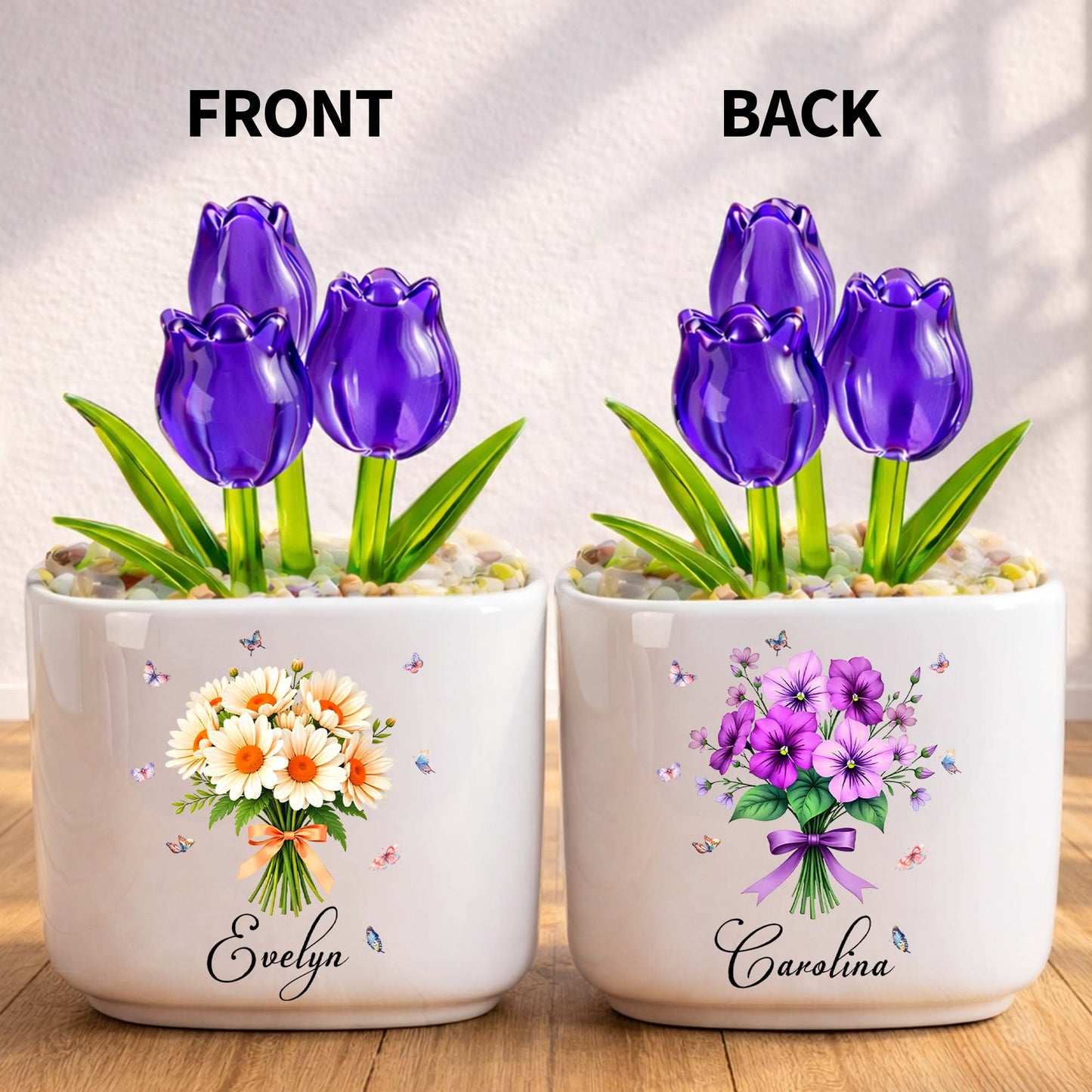 Blooming With Love And Beauty Custom Birth Month Flower And Tulip - Personalized Custom Glass Everlasting Tulips - DTG026_GLATU