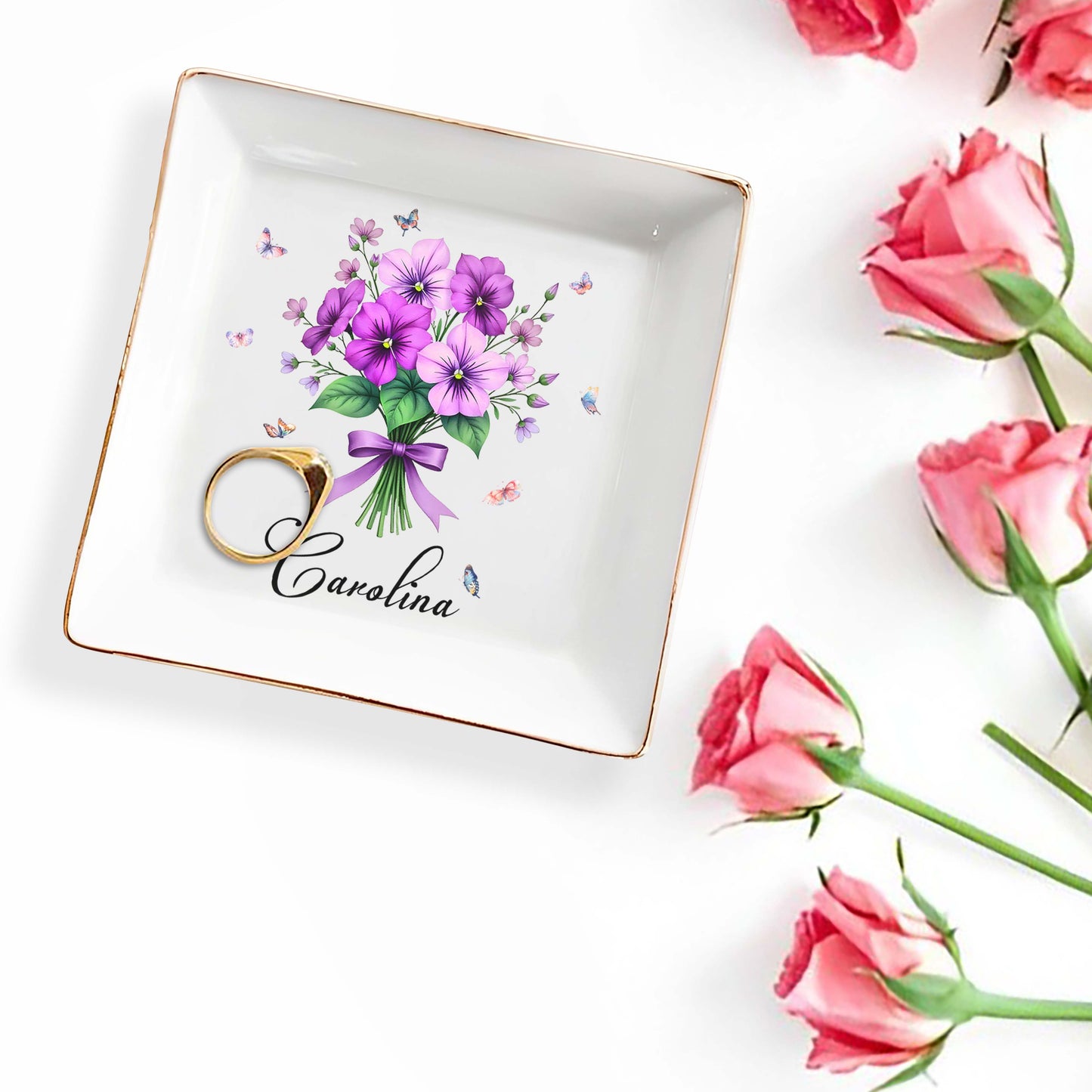 Charming Floral Design With Butterflies Perfect For Personalization