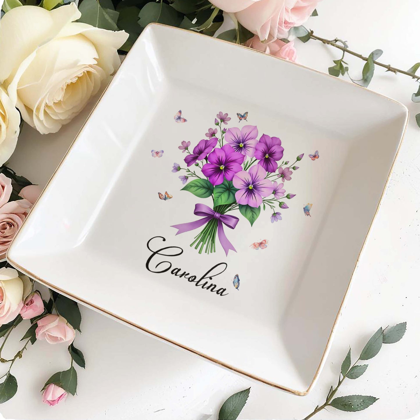 Charming Floral Design With Butterflies Perfect For Personalization