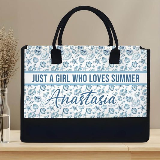 Just A Girl Who Loves Summer, Beach Theme Tote