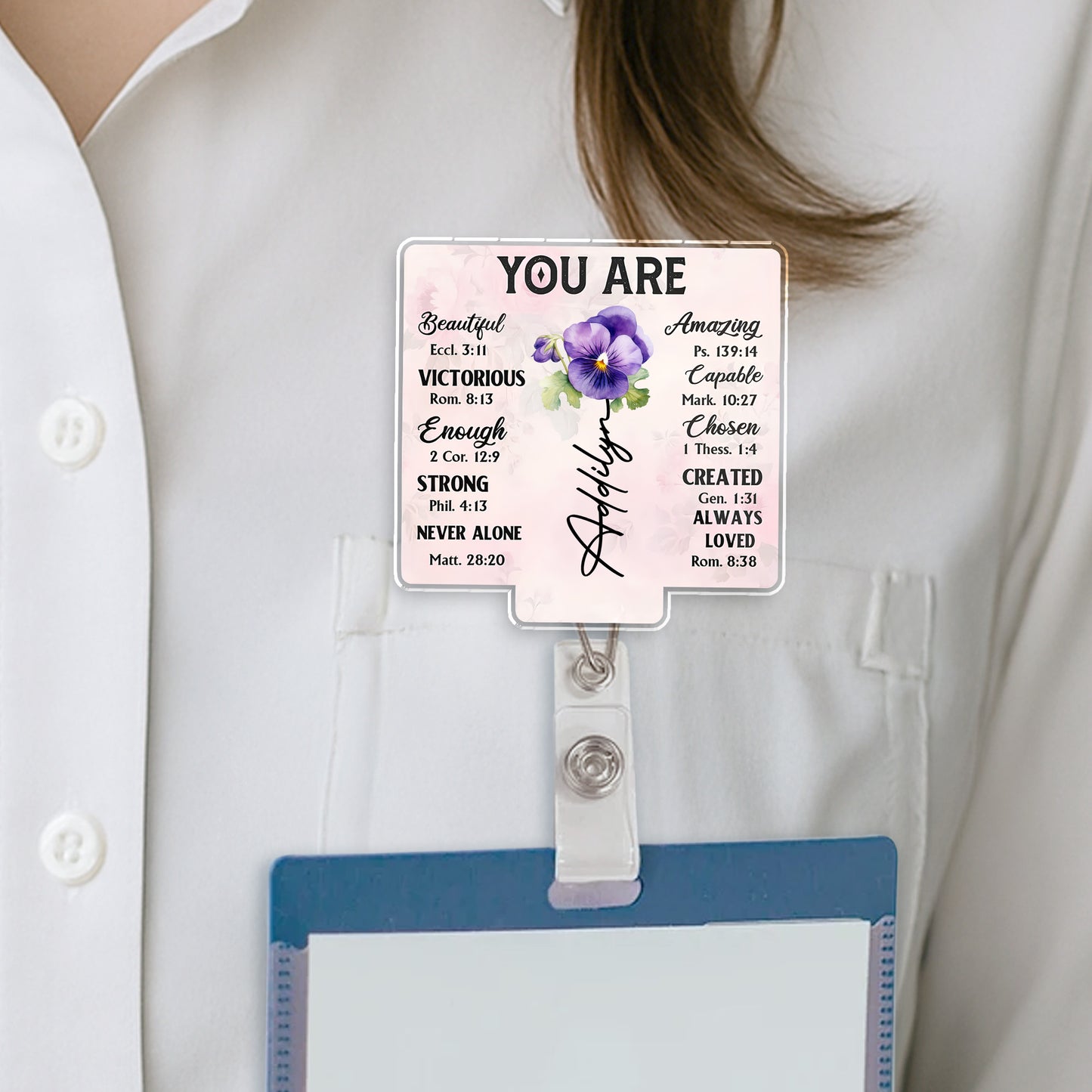 You Are Beautiful, Victorious, Engaged Custom Badge - Custom Acrylic Badge Reel - DTG039_AREEL