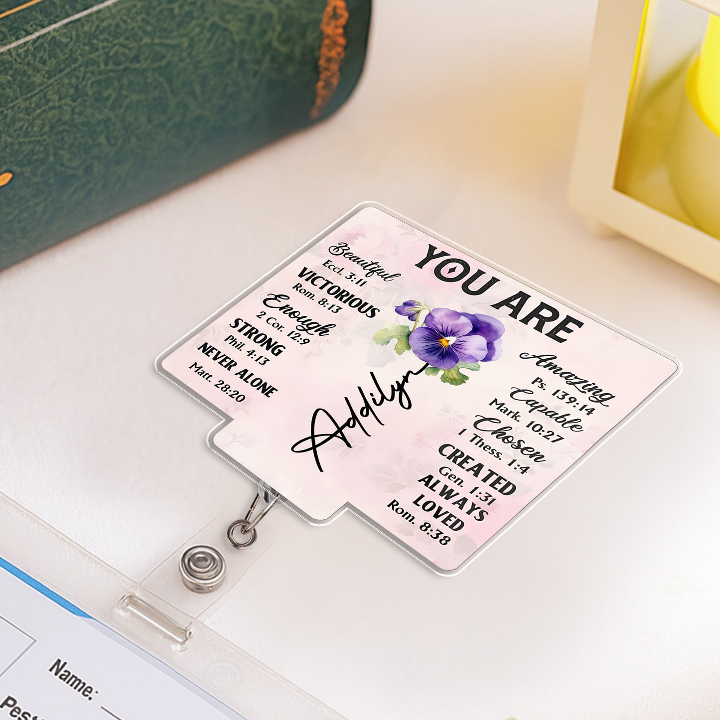 You Are Beautiful, Victorious, Engaged Custom Badge - Custom Acrylic Badge Reel - DTG039_AREEL