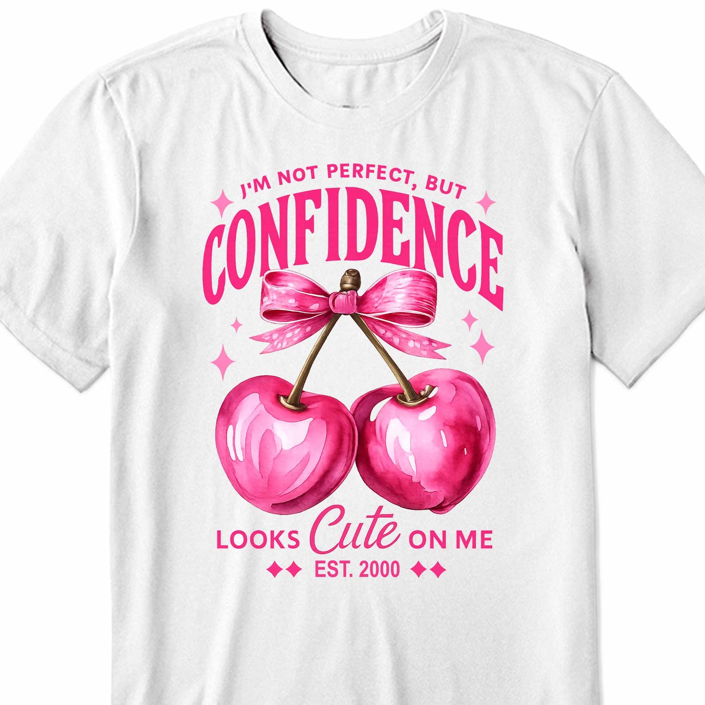 Confidence Looks Cute Cherries Bow Design