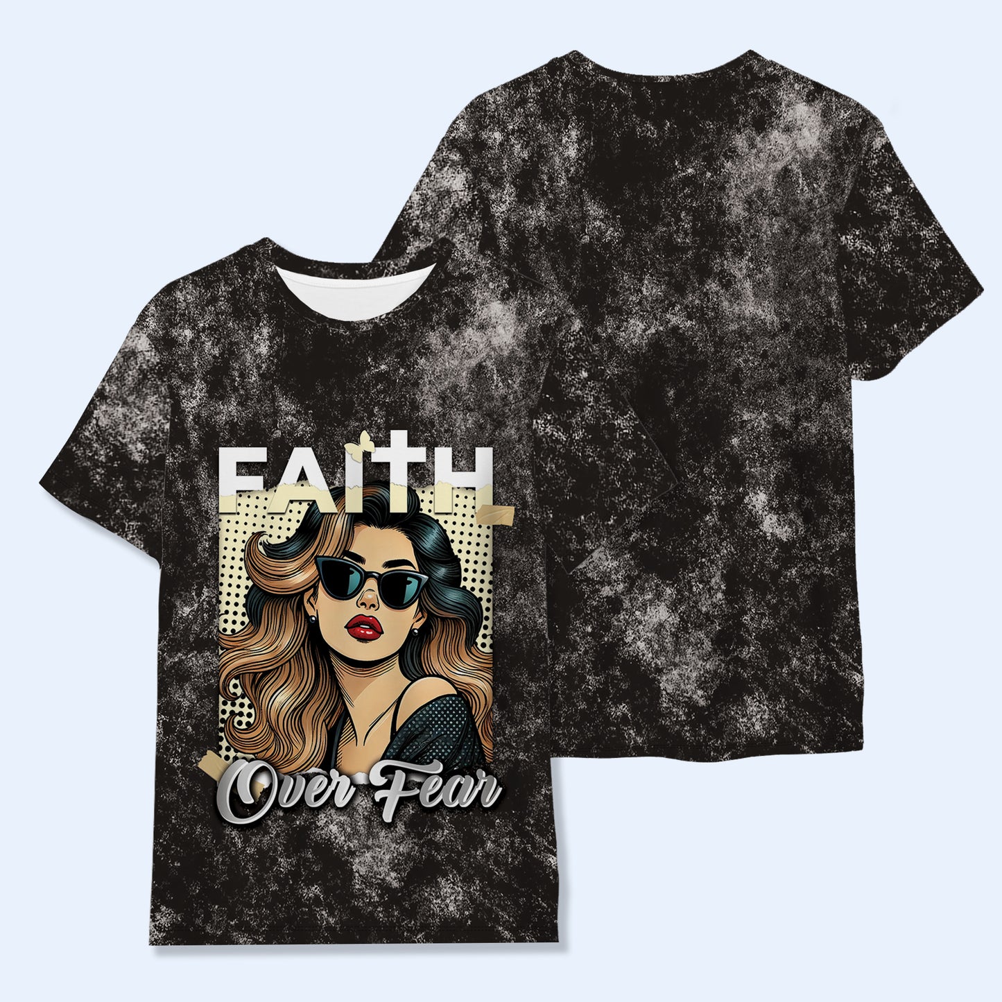 FAITH OVER FEAR - Personalized Custom Unisex All-Over Printed T-Shirt - QCUS013_3T