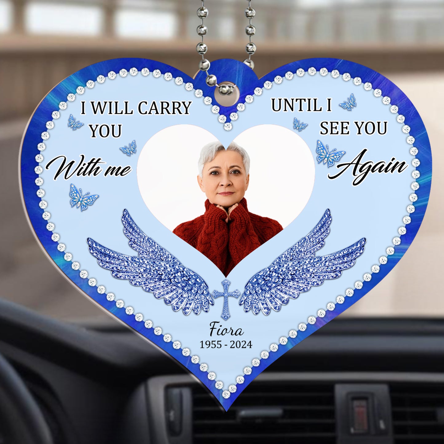 Ornement « Je t'emporterai avec moi jusqu'à ce que je te revoie » - Ornement acrylique personnalisé, ornement de voiture - HME006_HGO