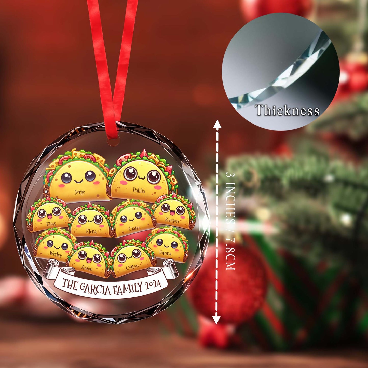The Garcia Family Custom Glass Ornament