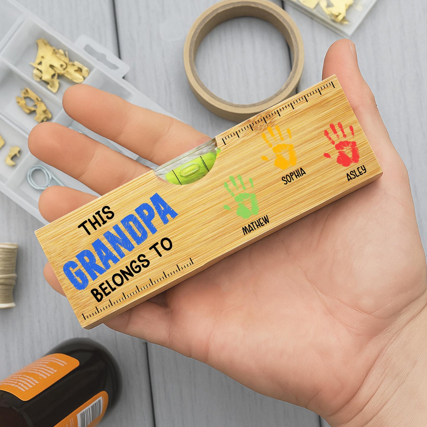 This Grandpa Belongs To, Handprints, Bottle Opener, Spirit Level