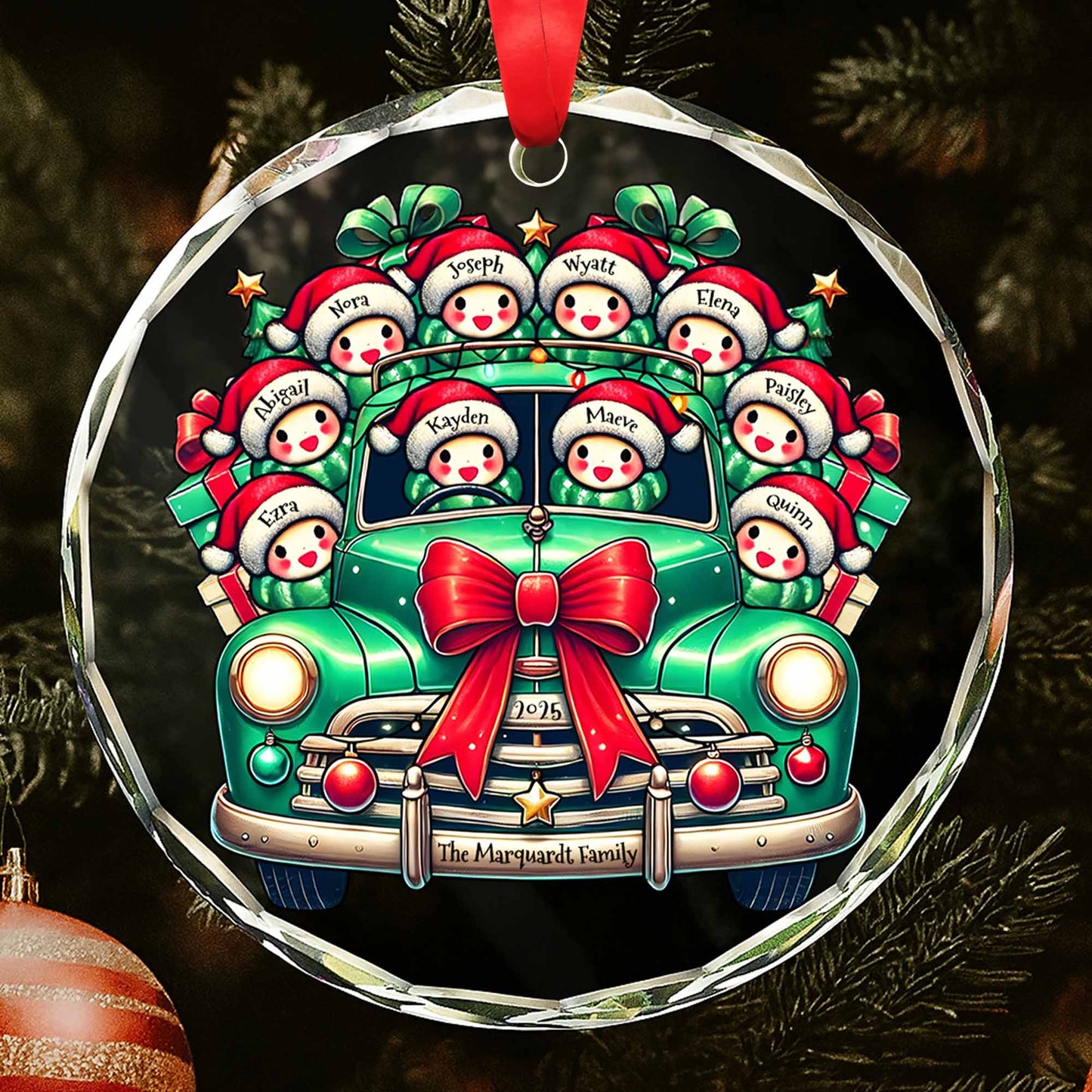 Décoration de Noël familiale - Décoration de Noël en verre personnalisée - FAM007_CGOR