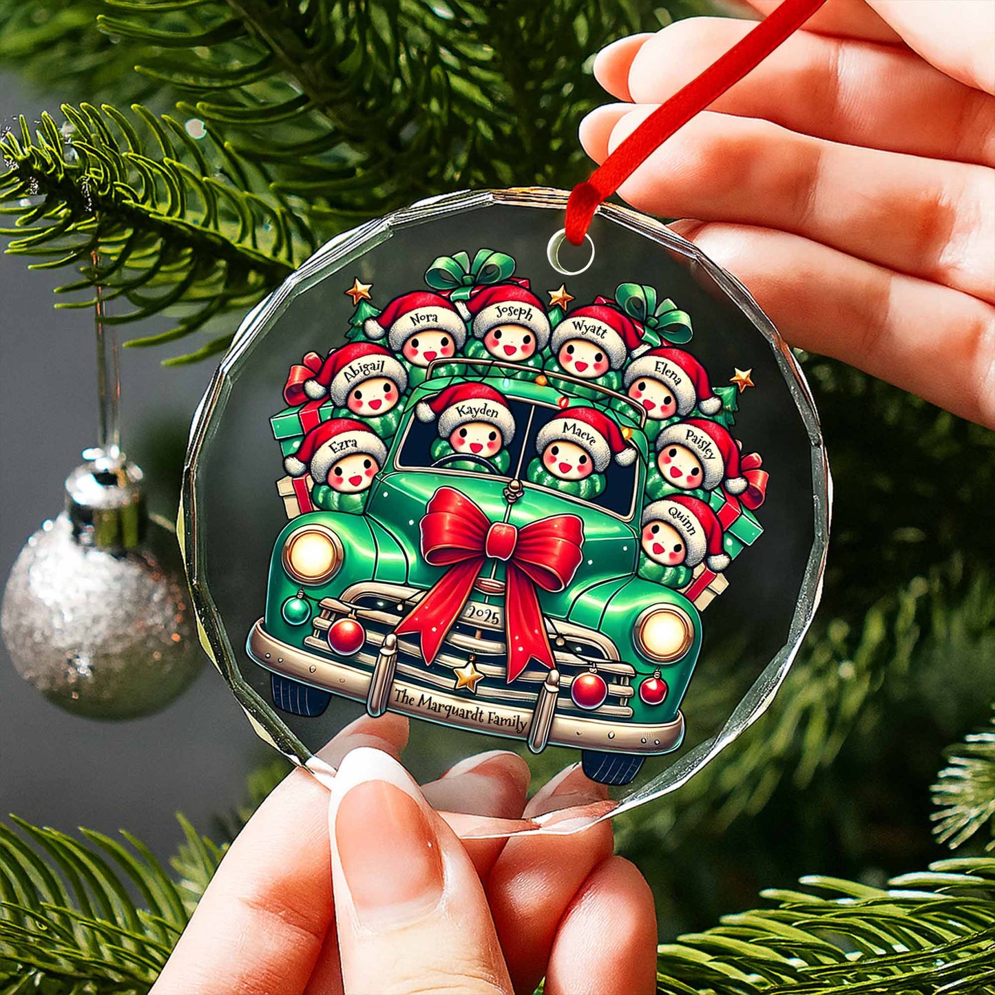 Décoration de Noël familiale - Décoration de Noël en verre personnalisée - FAM007_CGOR