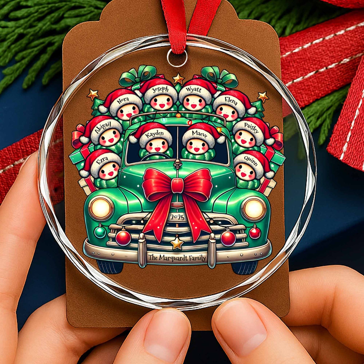 Décoration de Noël familiale - Décoration de Noël en verre personnalisée - FAM007_CGOR