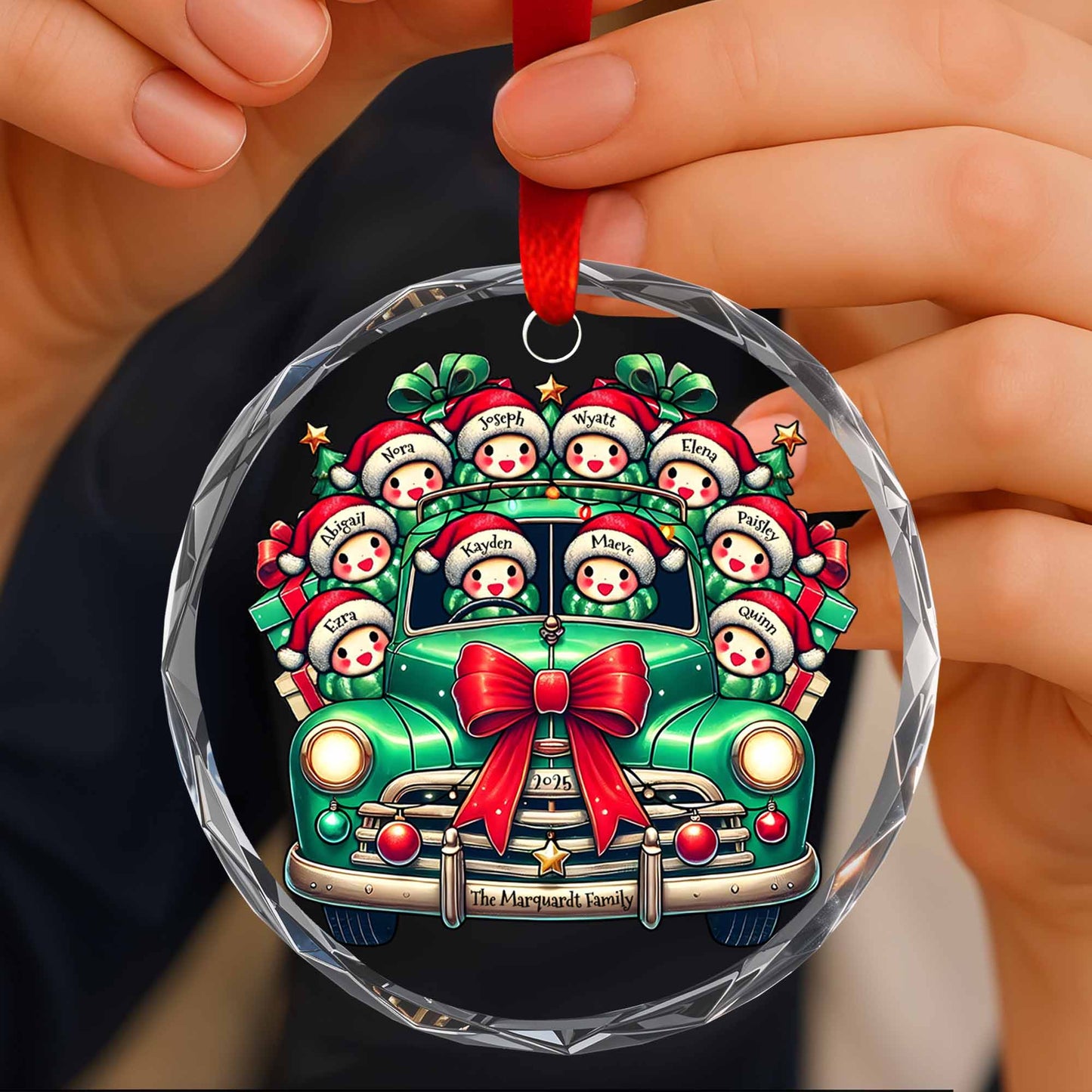 Décoration de Noël familiale - Décoration de Noël en verre personnalisée - FAM007_CGOR