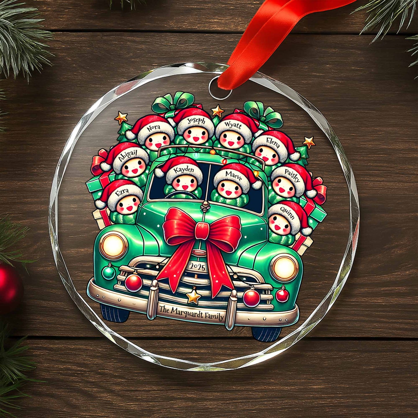 Décoration de Noël familiale - Décoration de Noël en verre personnalisée - FAM007_CGOR