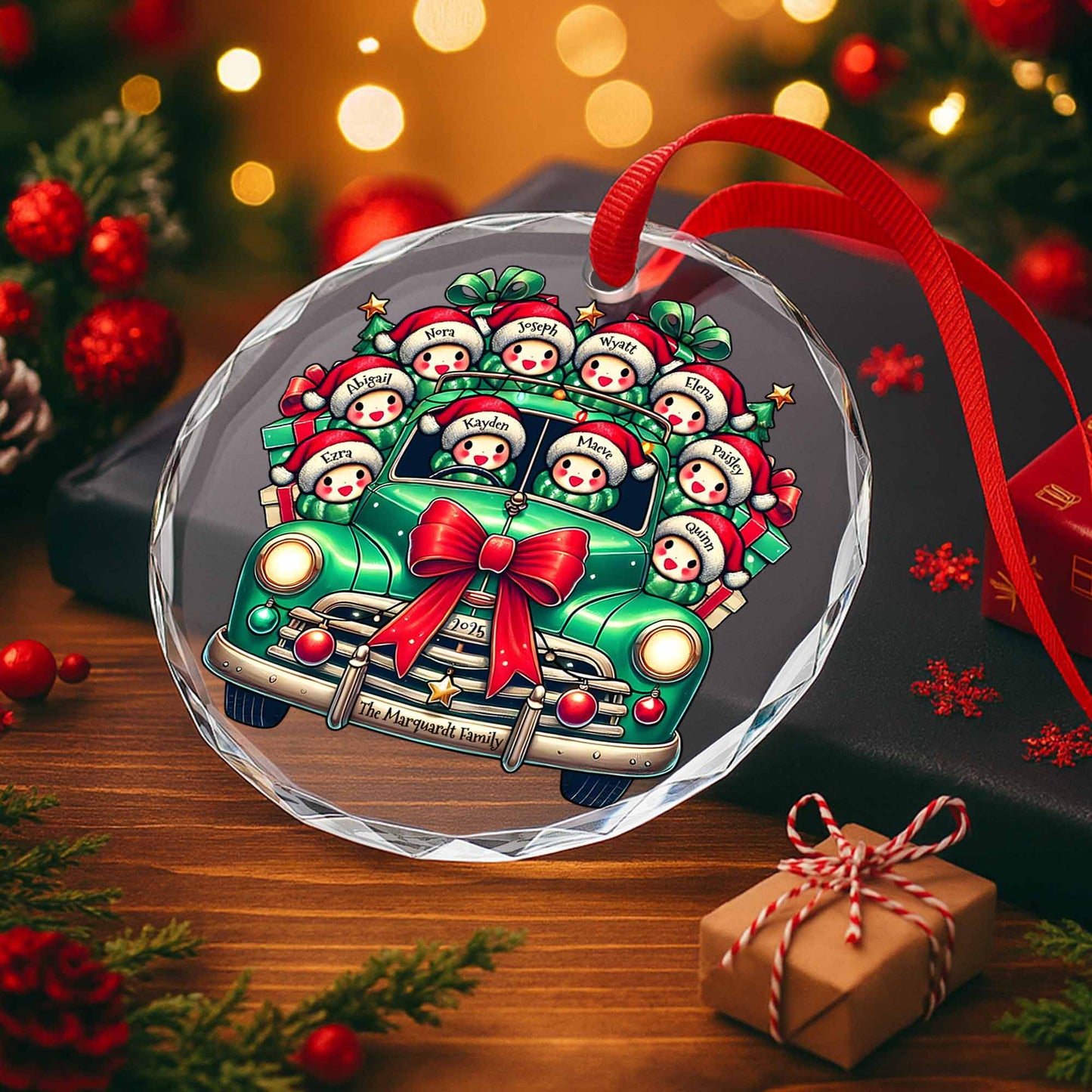 Décoration de Noël familiale - Décoration de Noël en verre personnalisée - FAM007_CGOR