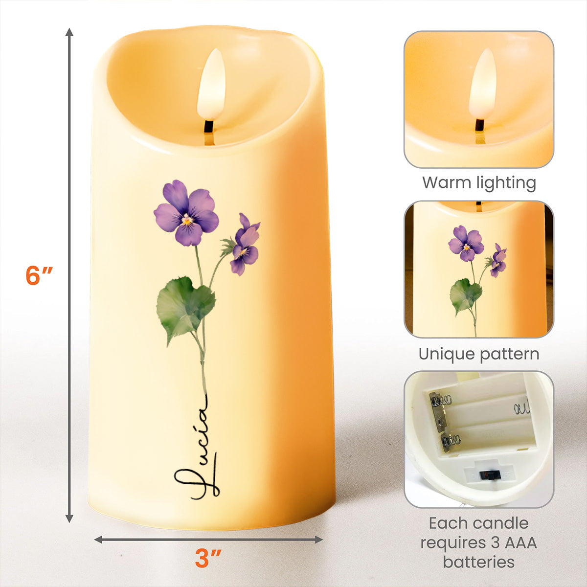 My Love Is Forever, Flowers Personalized LED Candle