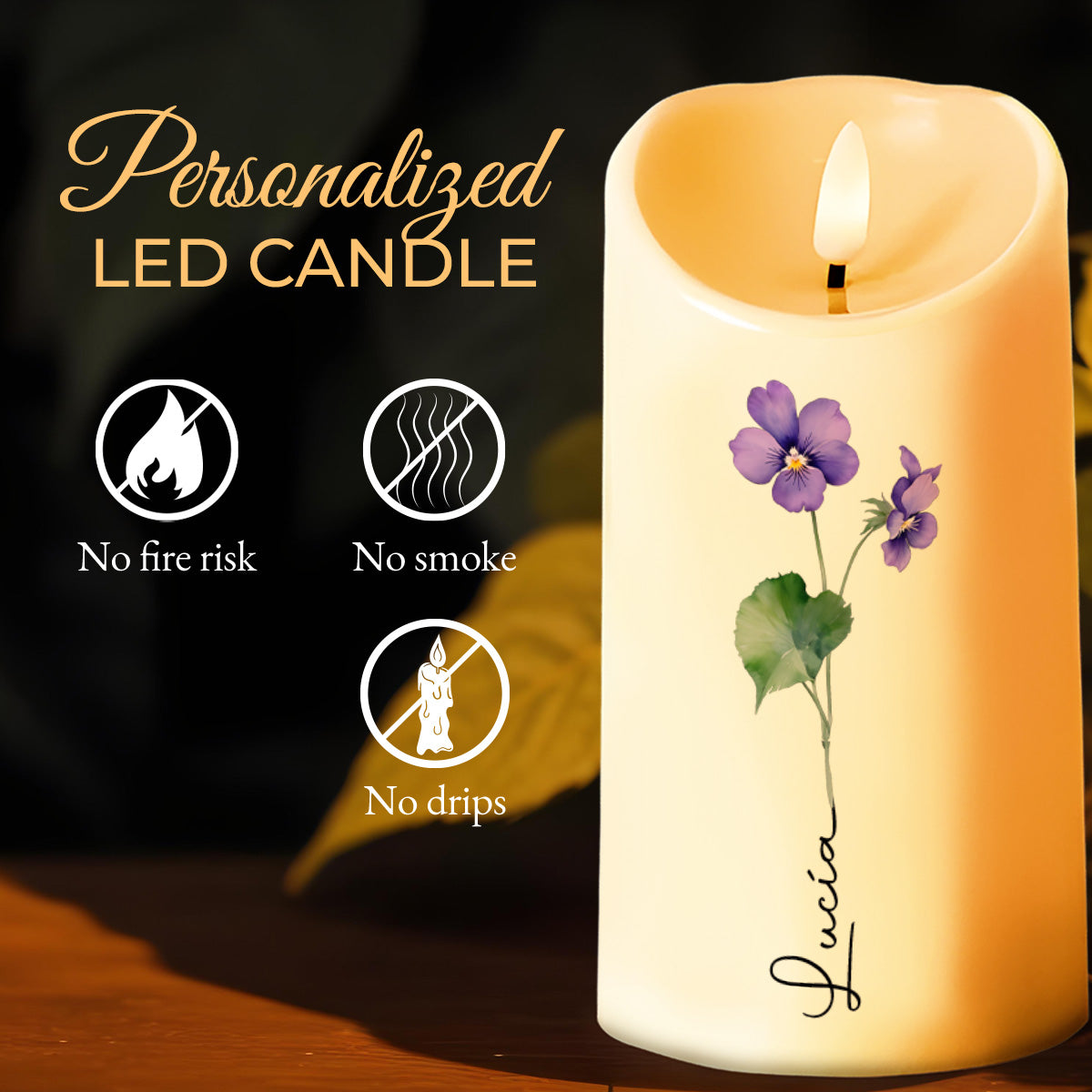 My Love Is Forever, Flowers Personalized LED Candle
