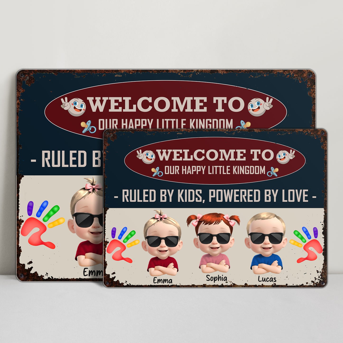 Welcome To Our Happy Little Kingdom, Ruled By Kids, Powered By Love, Children and Handprints