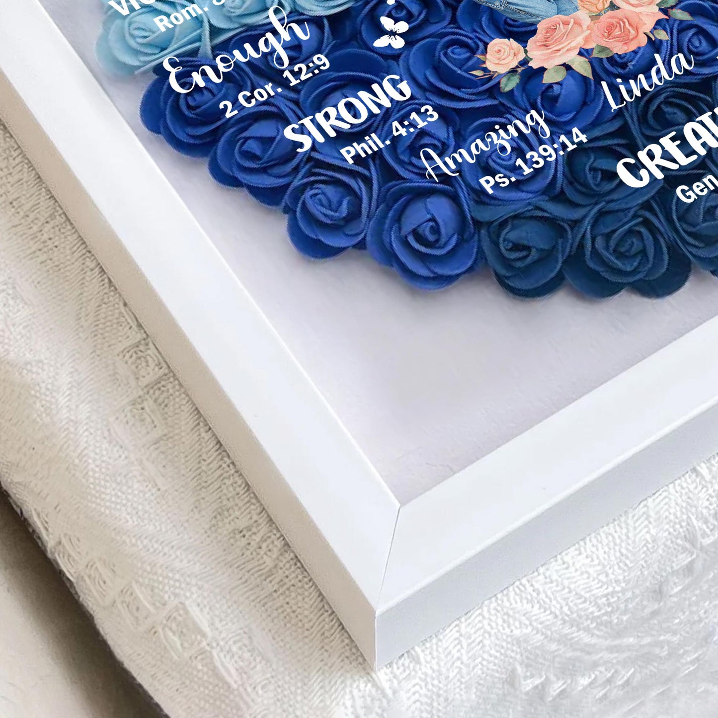 Beautiful, God Say You Are Victorious, Flowers And Hearts - Personalized Flower Shadow Box - FAM039_HESHA