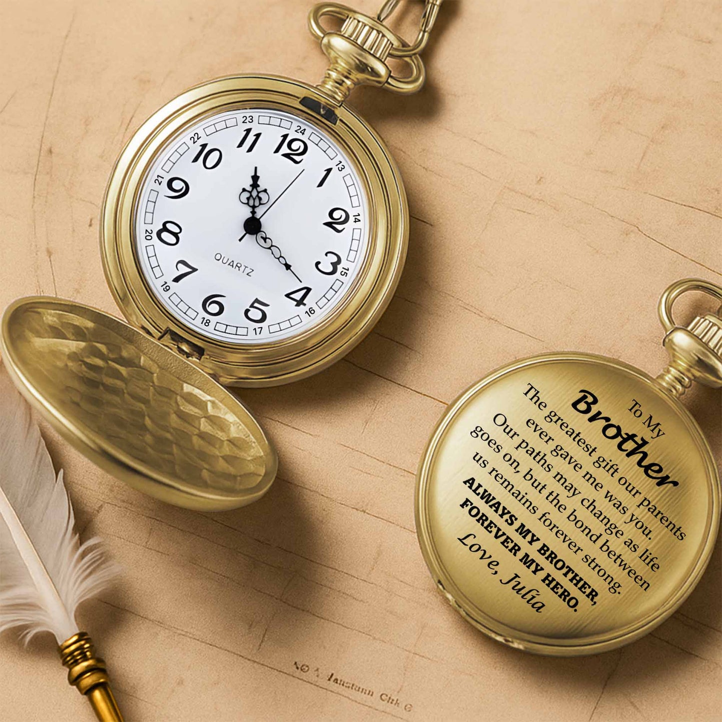 To My Brother, Forever My Hero Pocket Watch