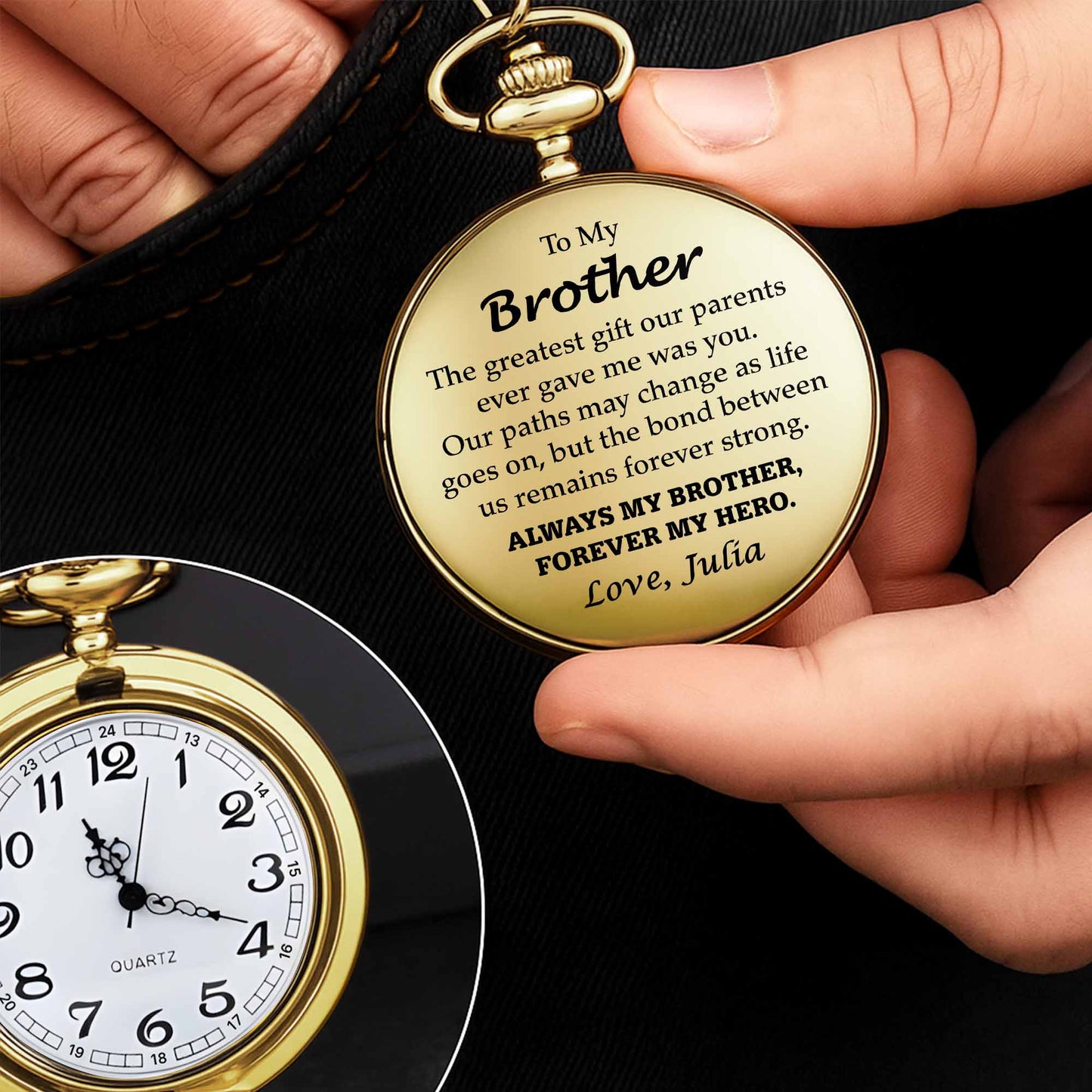 To My Brother, Forever My Hero Pocket Watch
