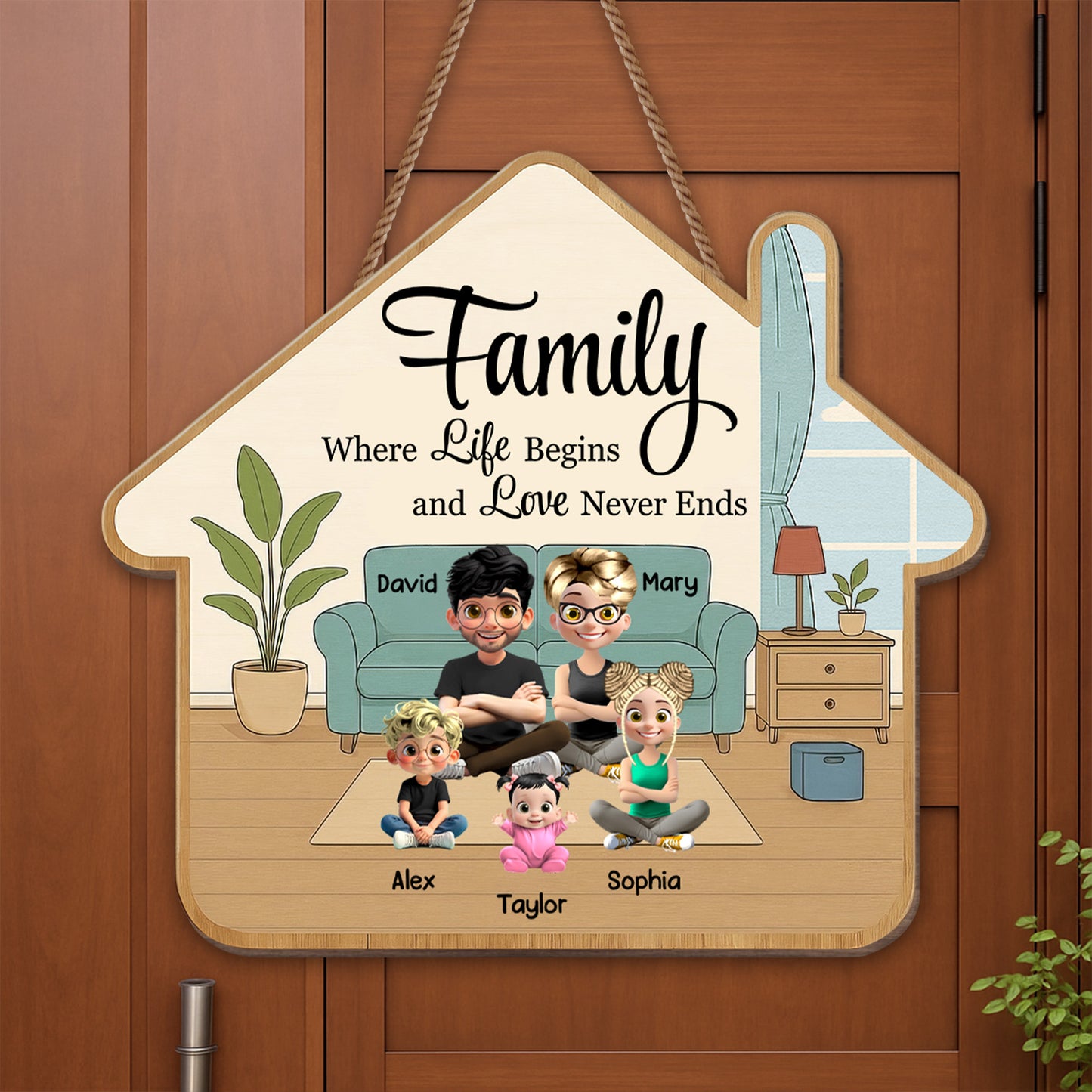 Family Where Life Begins And Love Never Ends, Sofa And House