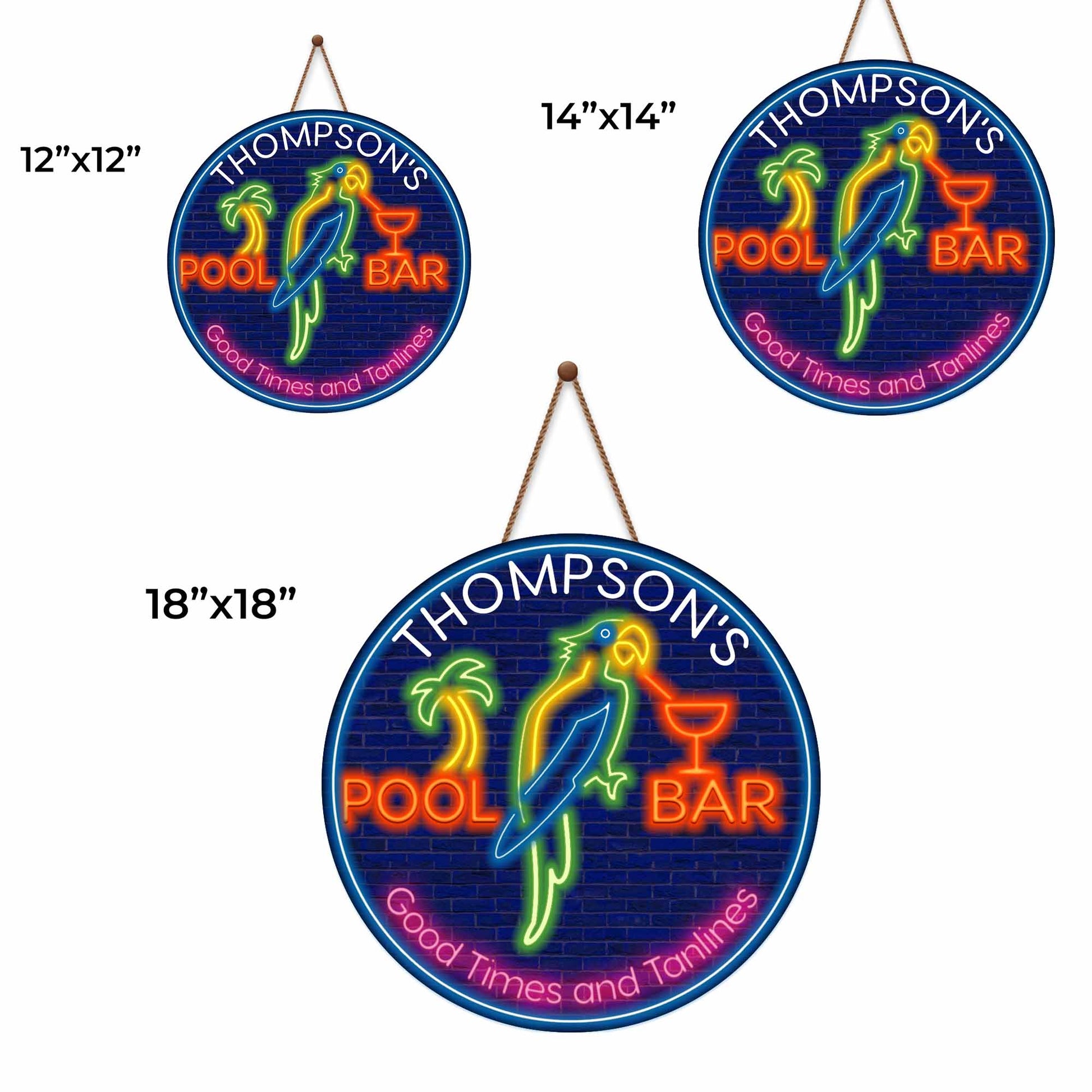 Good Times and Tanlines Neon Palm Tree and Parrot Sign