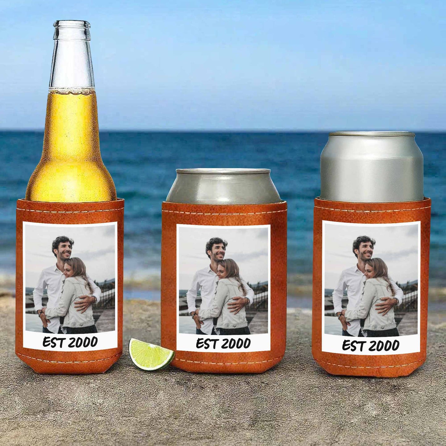 Capture Your Special Moments - Personalized Leather Can Cooler - FAM058_LECOO