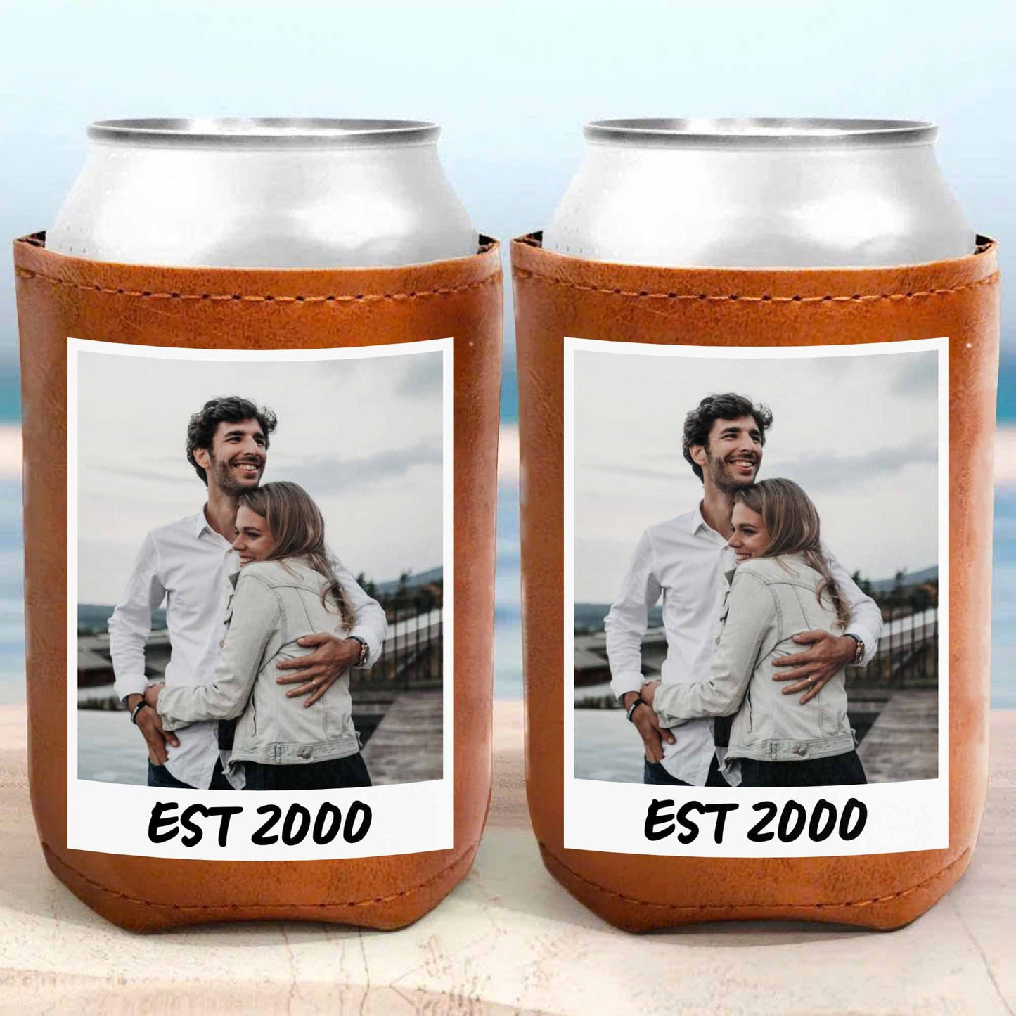 Capture Your Special Moments - Personalized Leather Can Cooler - FAM058_LECOO