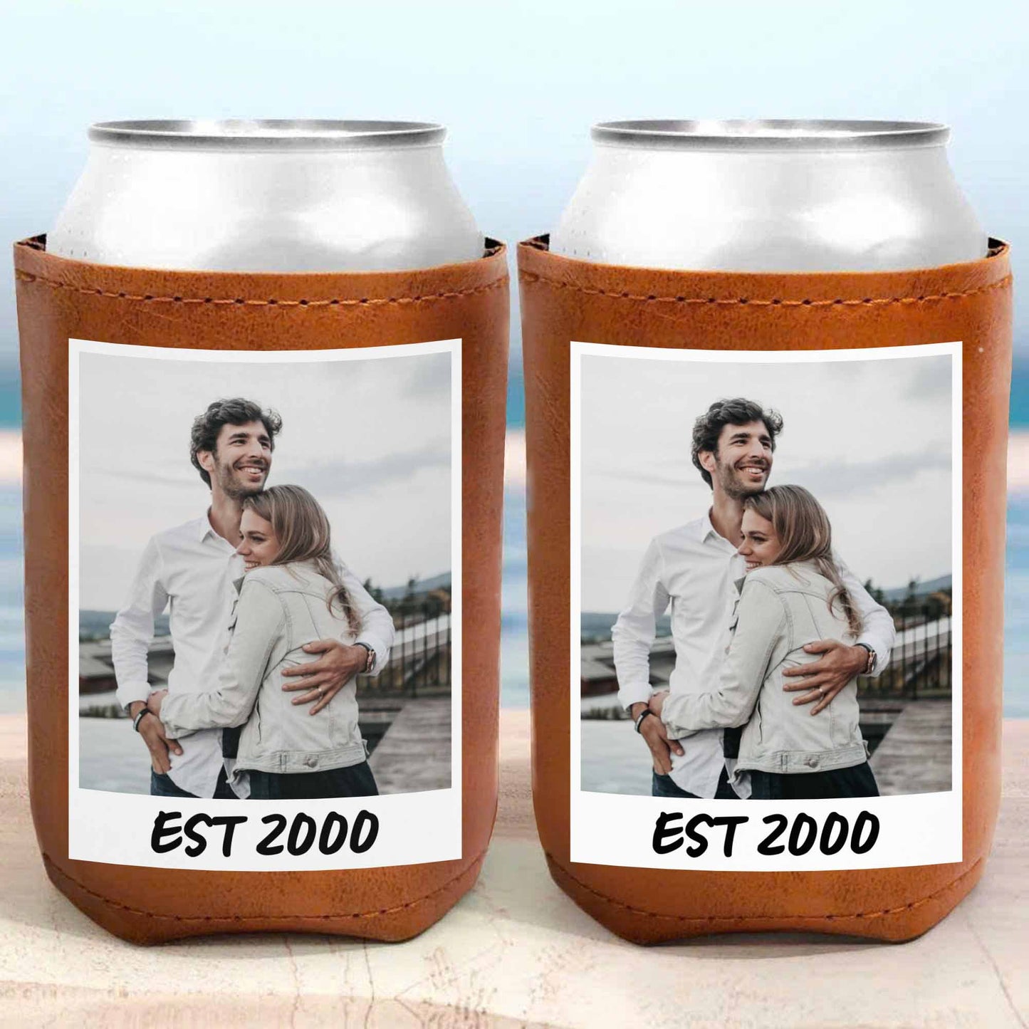 Capture Your Special Moments - Personalized Leather Can Cooler - FAM058_LECOO
