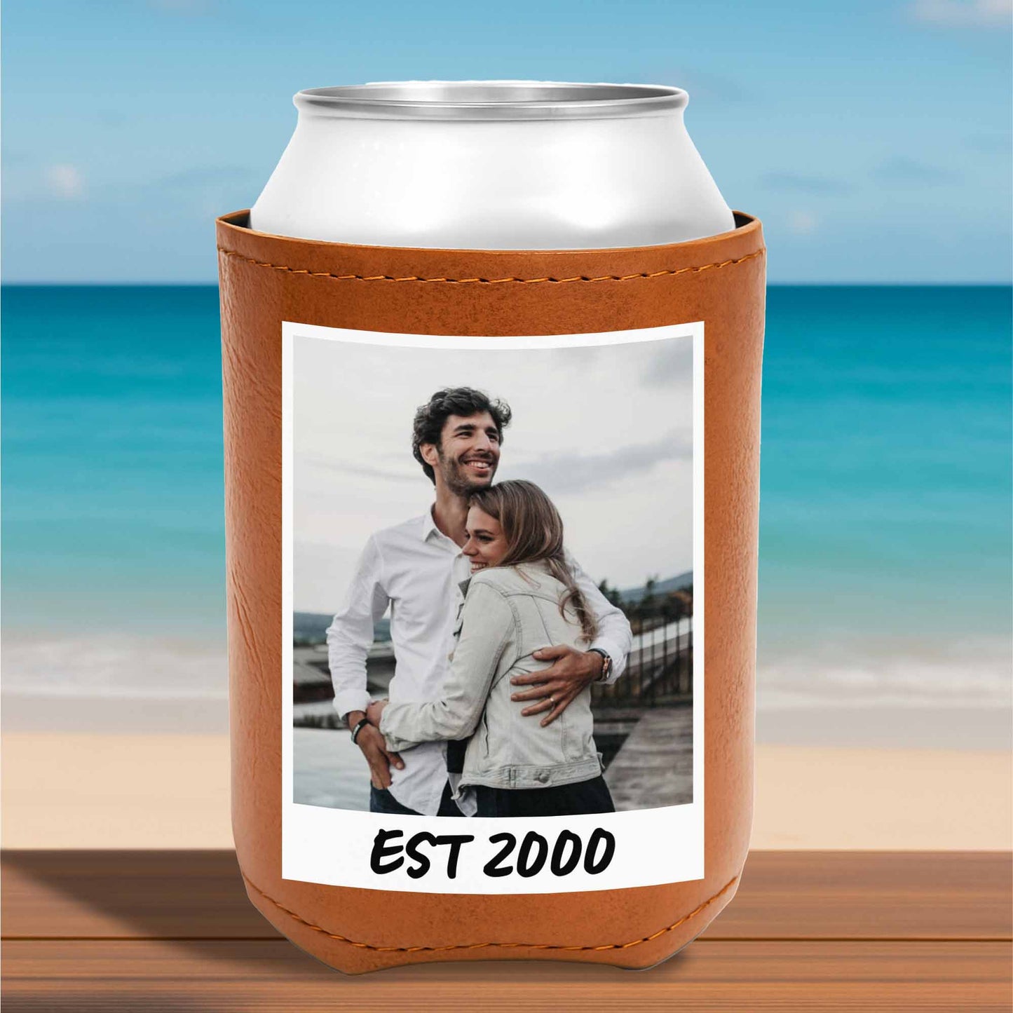 Capture Your Special Moments - Personalized Leather Can Cooler - FAM058_LECOO