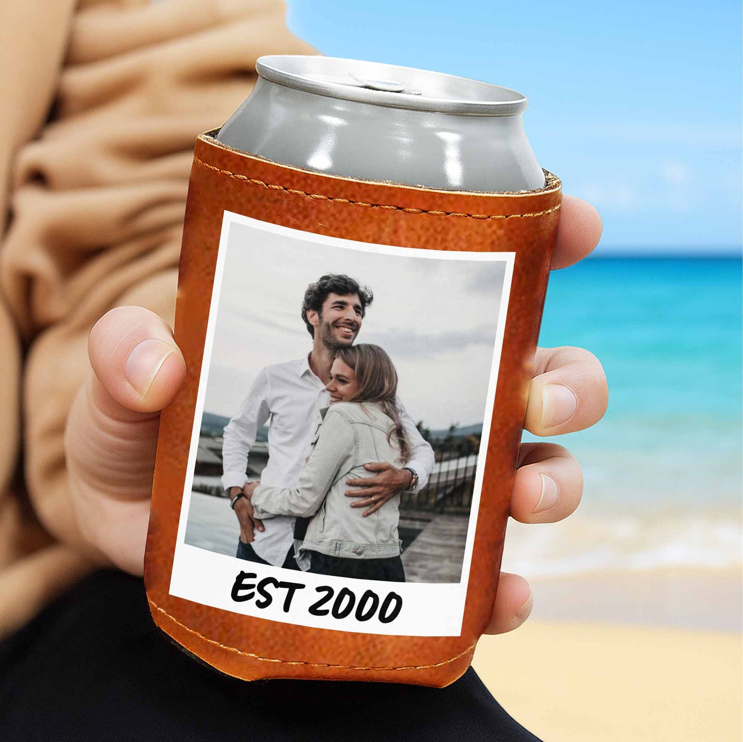 Capture Your Special Moments - Personalized Leather Can Cooler - FAM058_LECOO