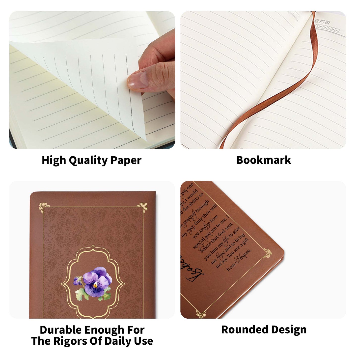 A Gift From Heaven With Beautiful Flowers - Personalized Custom Leather Journal - FAM071_JRNL