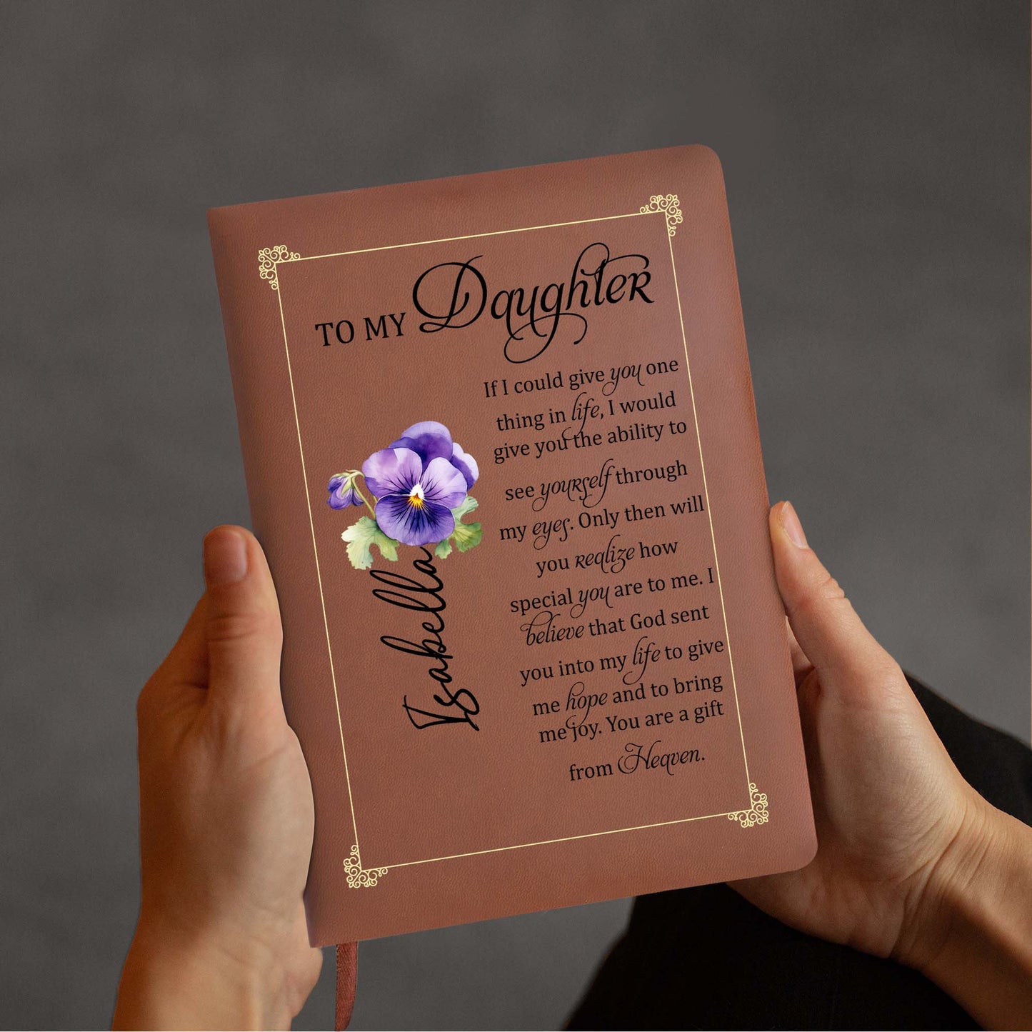 A Gift From Heaven With Beautiful Flowers - Personalized Custom Leather Journal - FAM071_JRNL