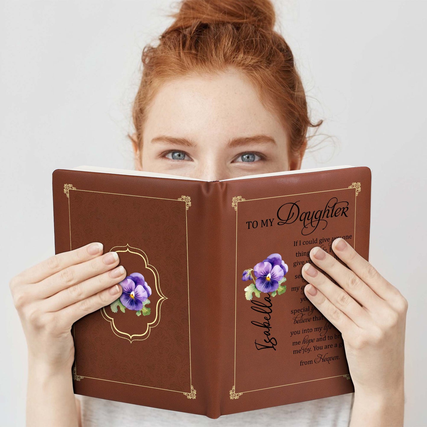 A Gift From Heaven With Beautiful Flowers - Personalized Custom Leather Journal - FAM071_JRNL
