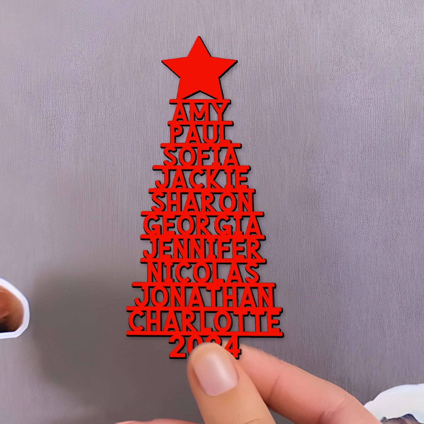 Customizable Family Christmas Tree Magnet