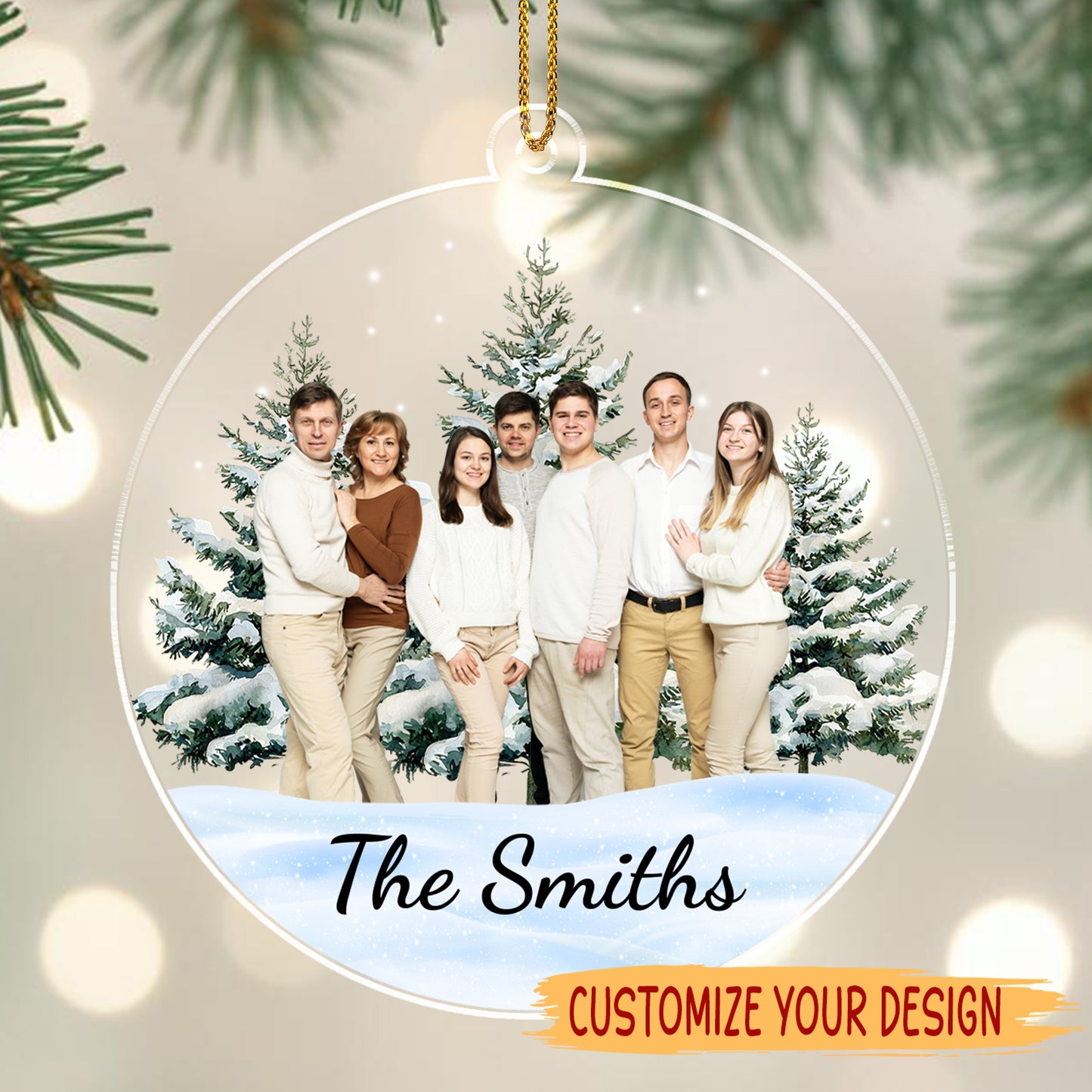 Célébrez l'histoire unique de votre famille à Noël – Décoration acrylique personnalisée, cadeau de Noël – FAM100_ACO