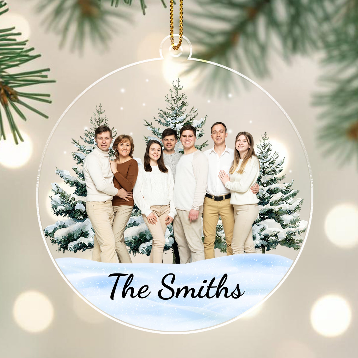 Célébrez l'histoire unique de votre famille à Noël – Décoration acrylique personnalisée, cadeau de Noël – FAM100_ACO