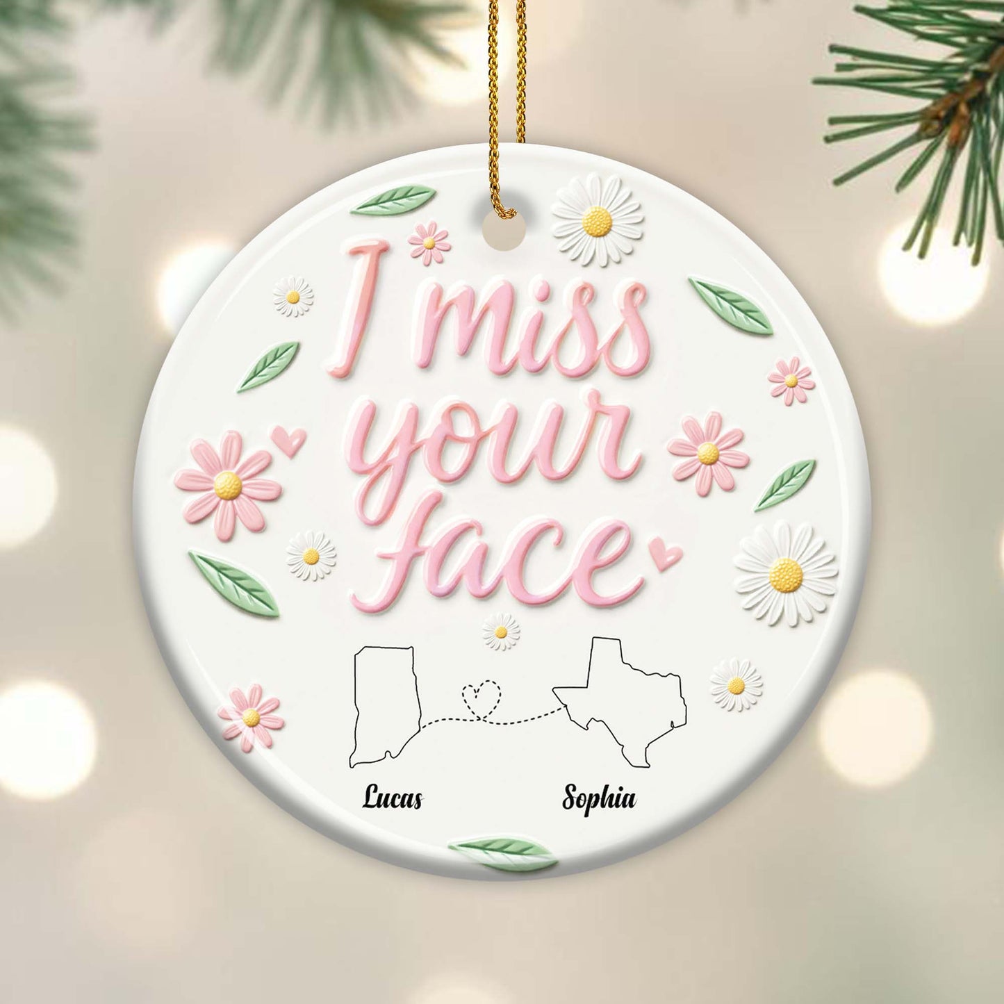 I Miss Your Face Script Font With Flowers and Leaves