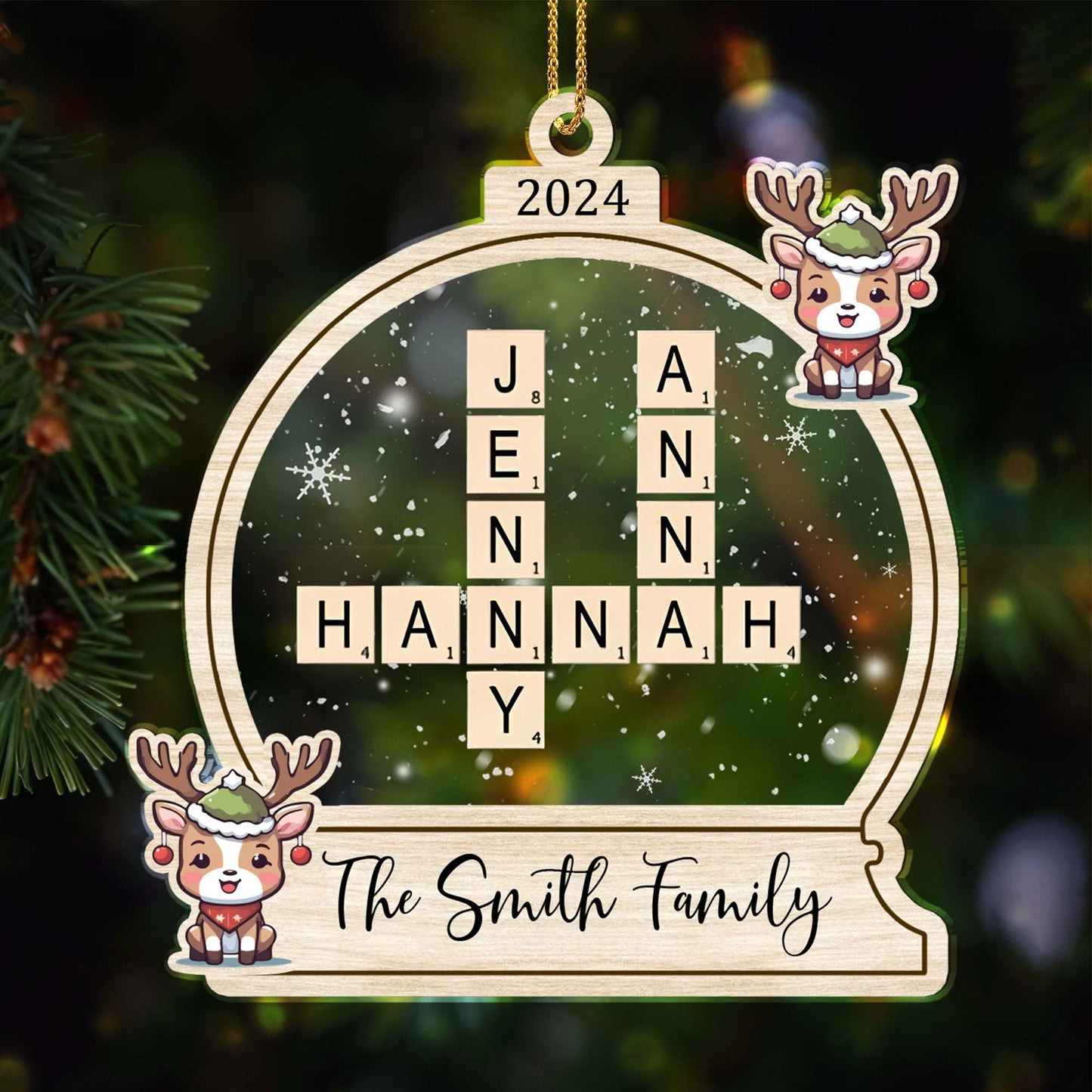 Cherish Family Moments With Gingerbread And Snowflakes - Personalized Custom Acrylic Ornament, Christmas Gift - FAM118_ACO