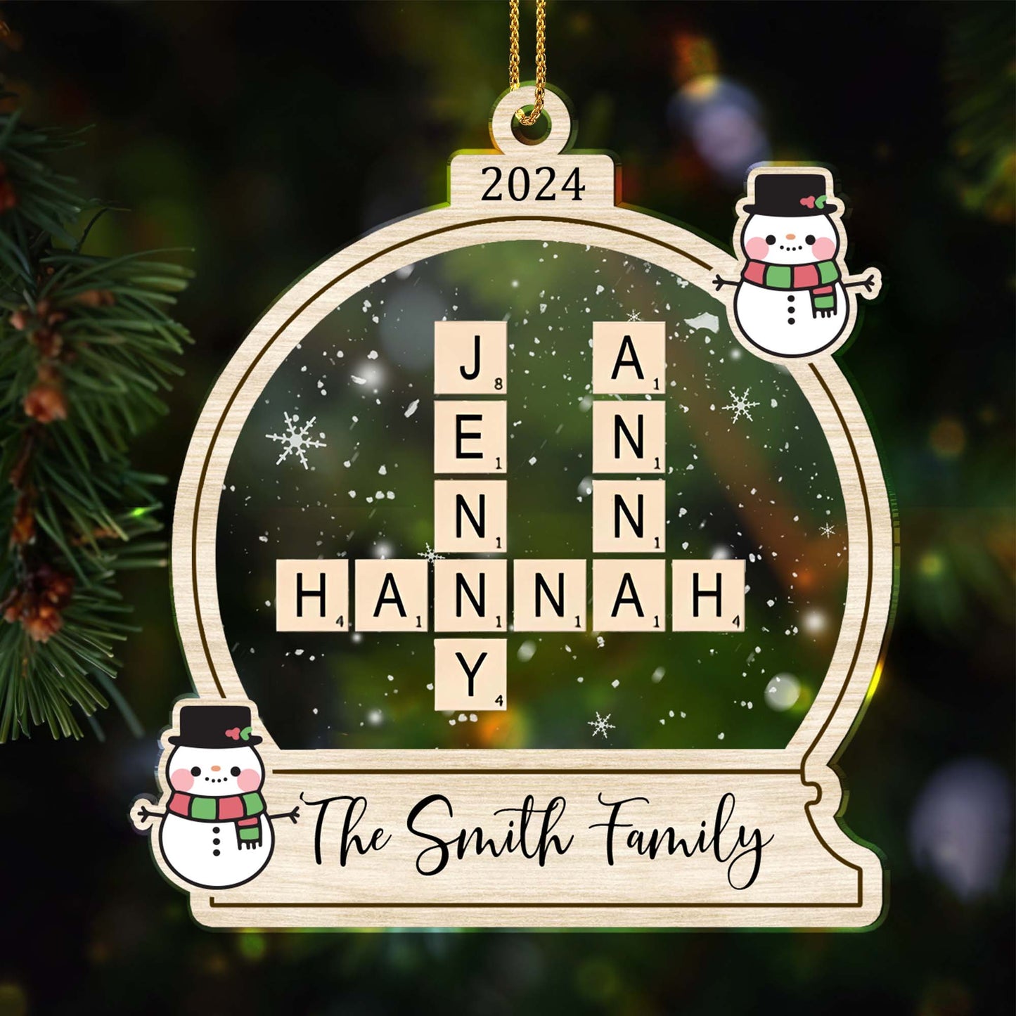 Cherish Family Moments With Gingerbread And Snowflakes - Personalized Custom Acrylic Ornament, Christmas Gift - FAM118_ACO