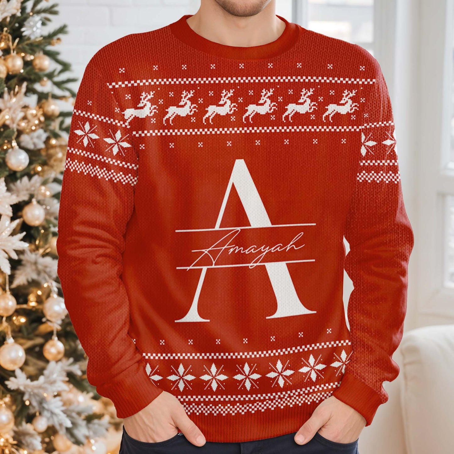 Warm Wishes And Joyful Reindeer Jumps Sweater